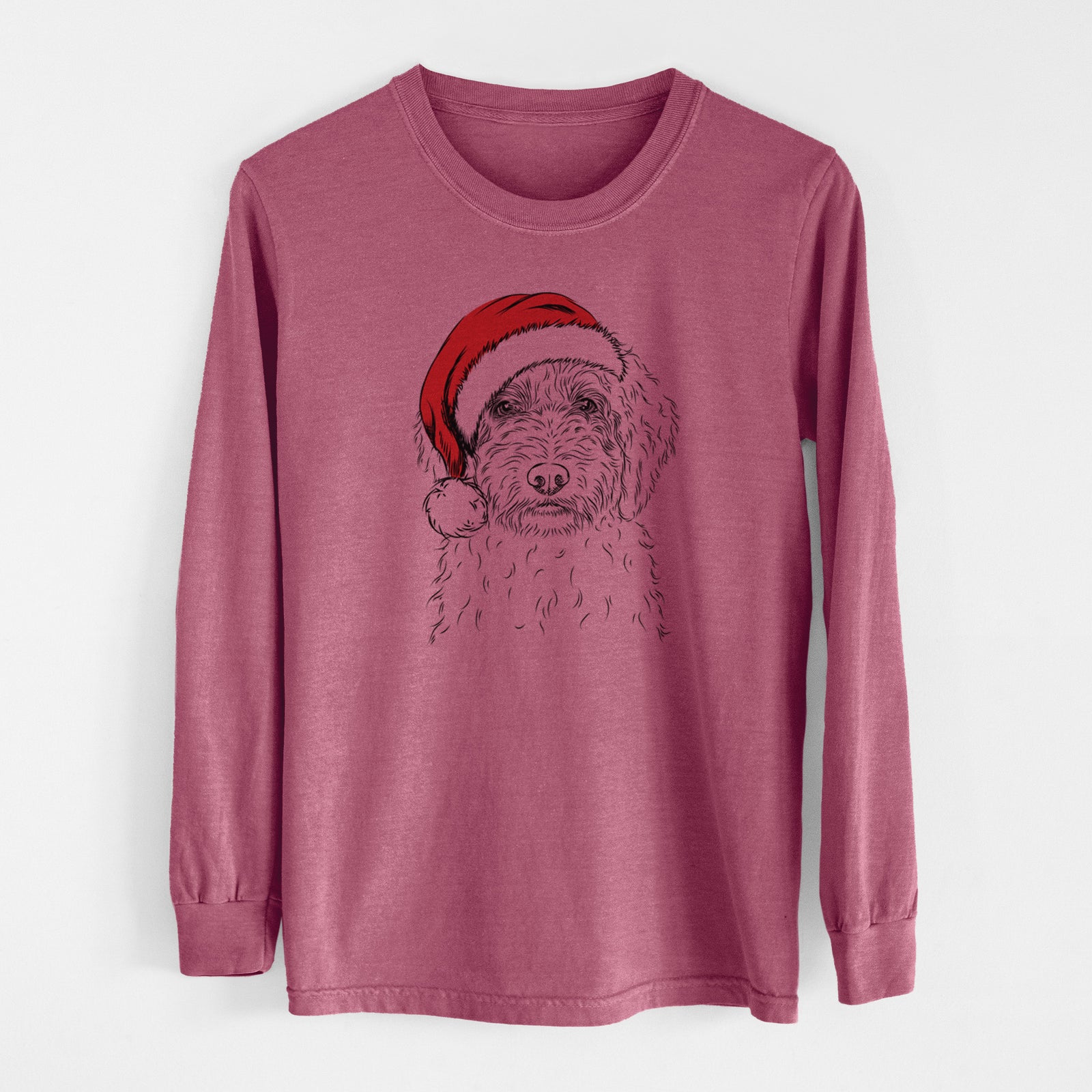 Santa Teddy the Labradoodle - Men's Heavyweight 100% Cotton Long Sleeve