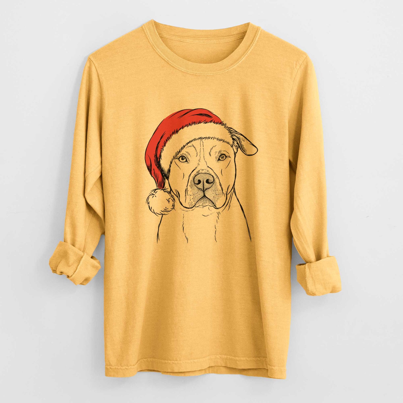 Santa Teddy Jam the Pitbull - Men's Heavyweight 100% Cotton Long Sleeve