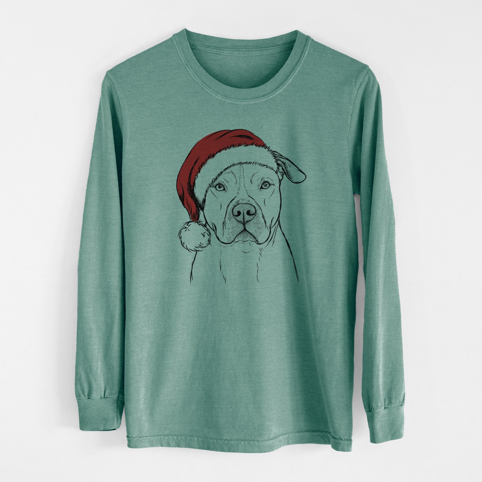 Santa Teddy Jam the Pitbull - Men's Heavyweight 100% Cotton Long Sleeve