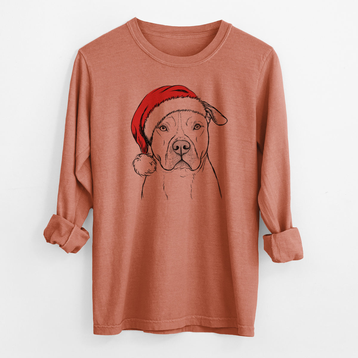 Santa Teddy Jam the Pitbull - Men's Heavyweight 100% Cotton Long Sleeve
