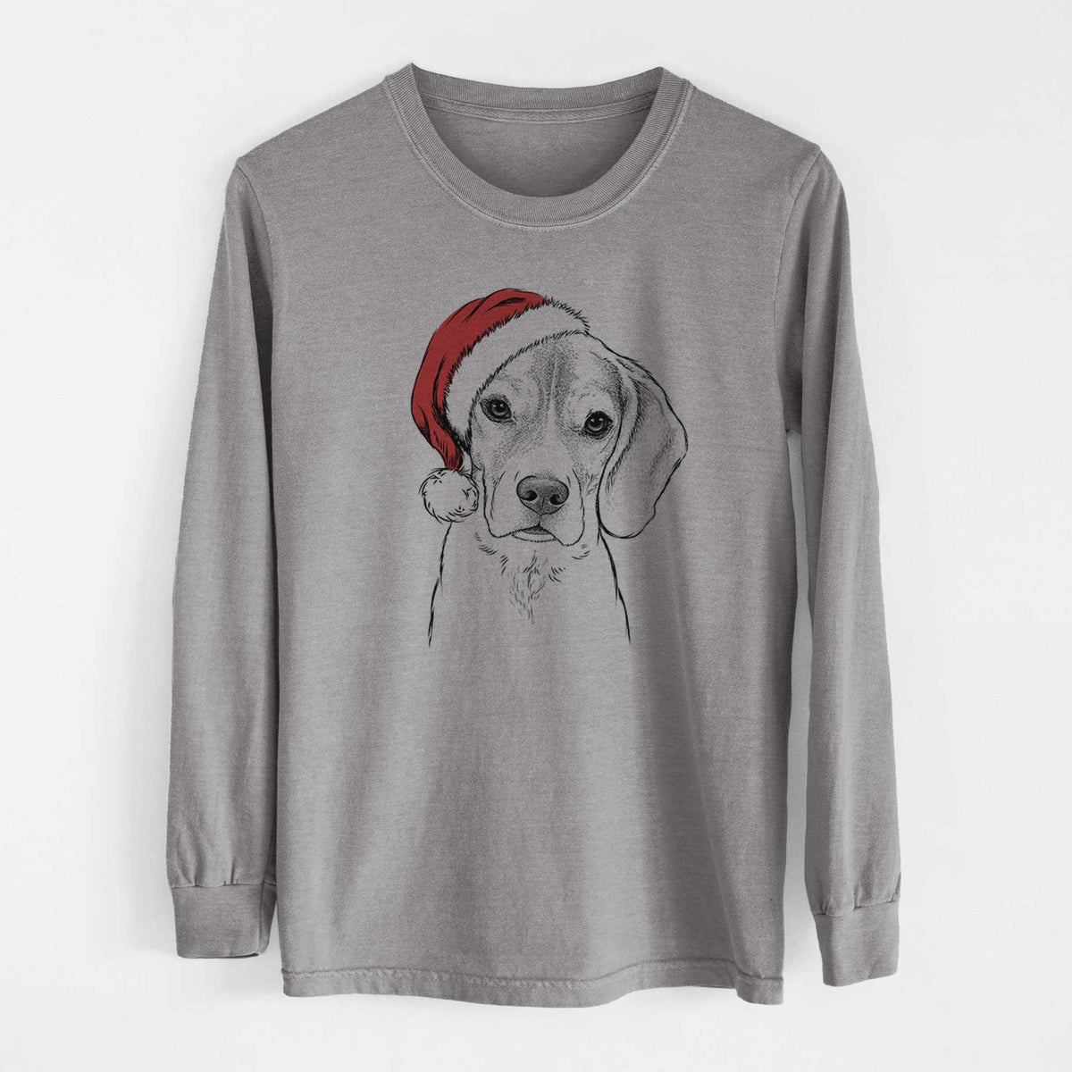 Santa Thea the Beagle - Men's Heavyweight 100% Cotton Long Sleeve