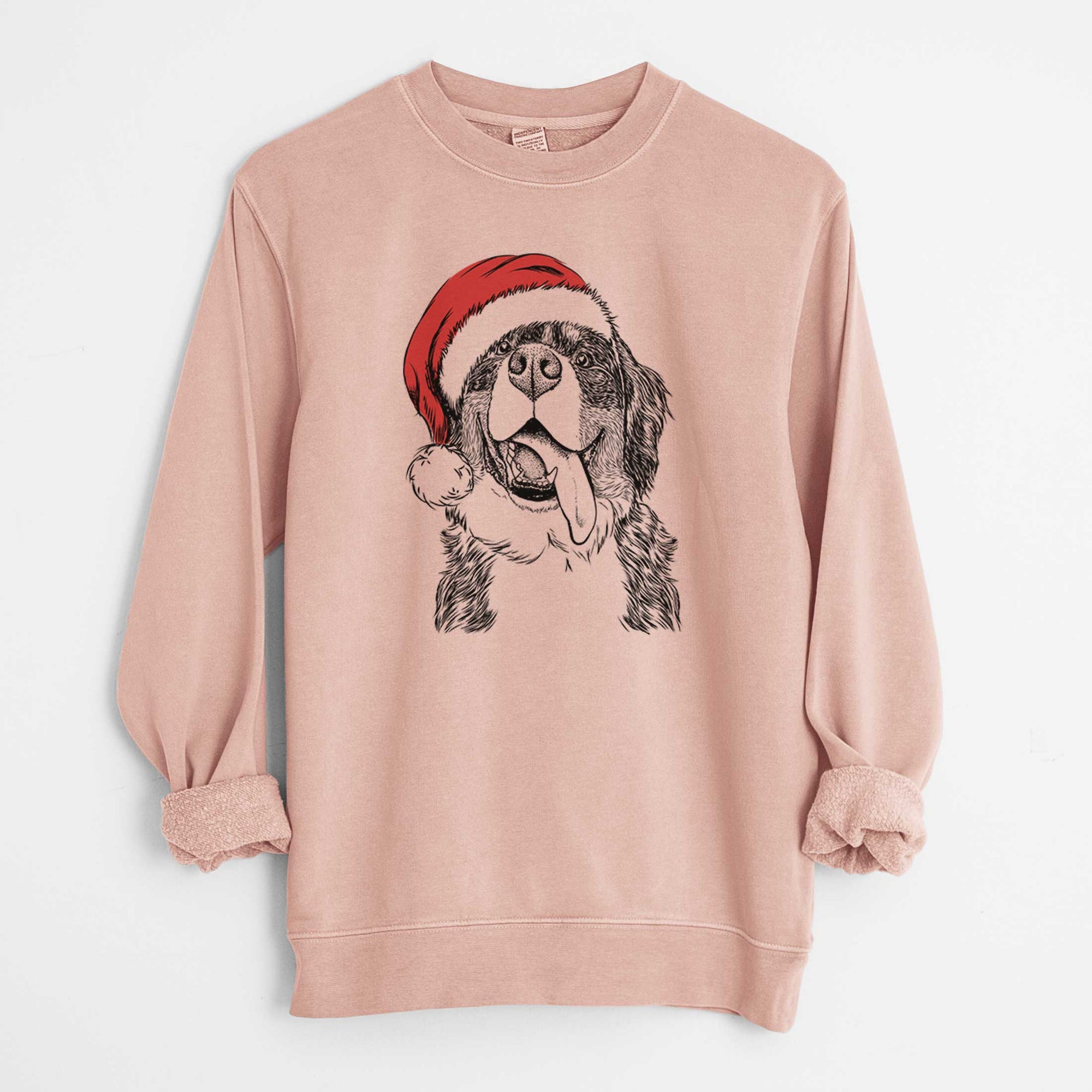 Santa Theo the Bernese Mountain Dog - Unisex Pigment Dyed Crew Sweatshirt