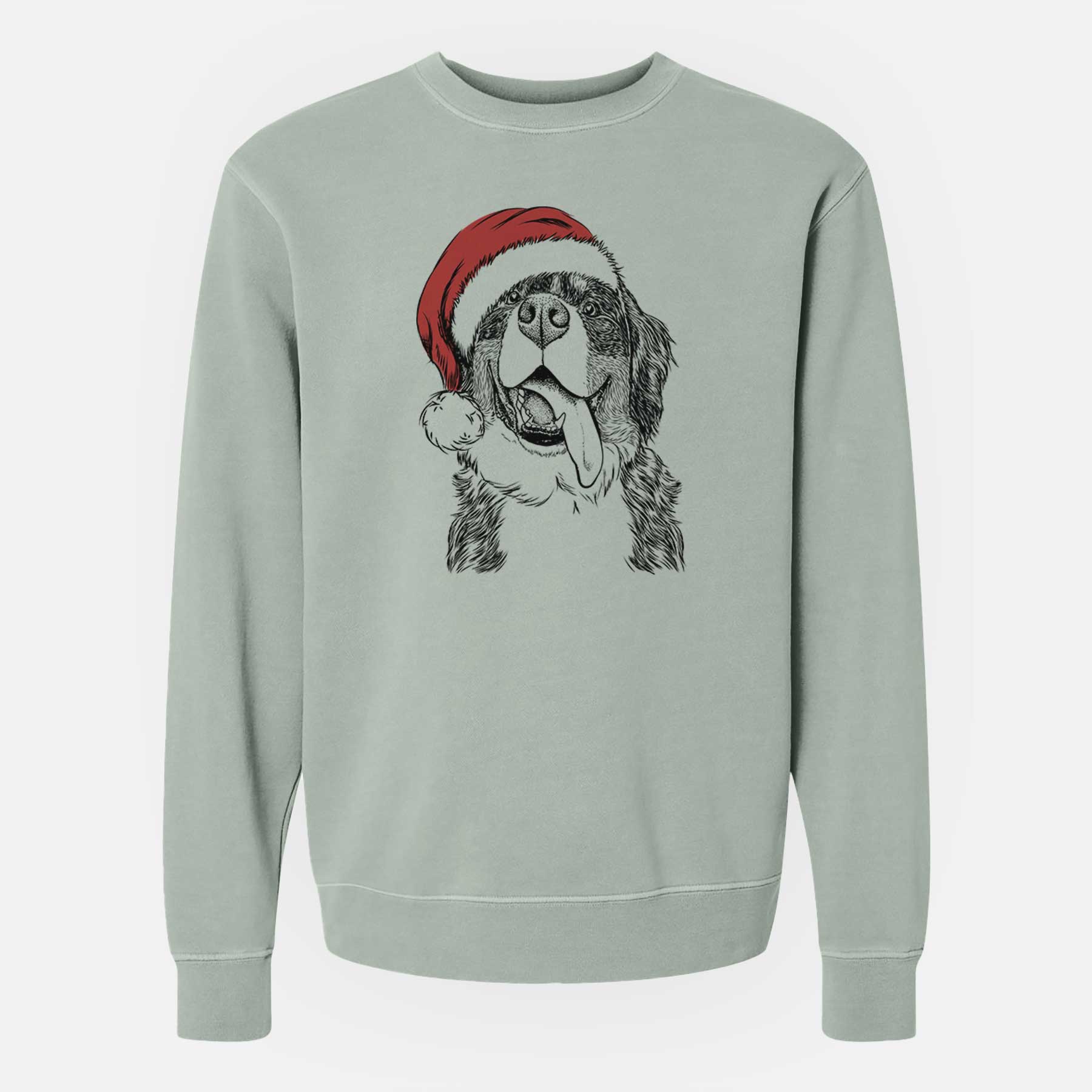 Santa Theo the Bernese Mountain Dog - Unisex Pigment Dyed Crew Sweatshirt