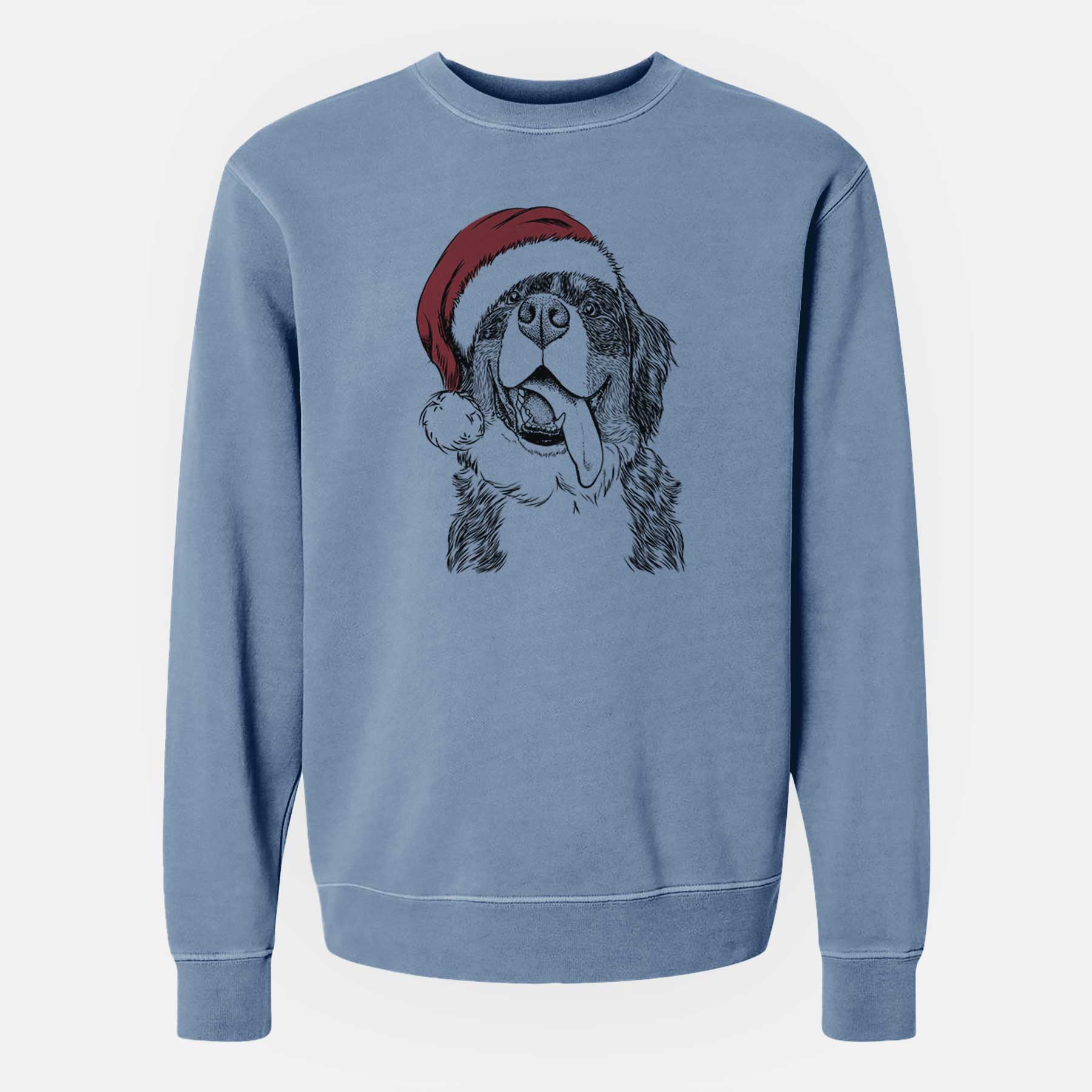 Santa Theo the Bernese Mountain Dog - Unisex Pigment Dyed Crew Sweatshirt