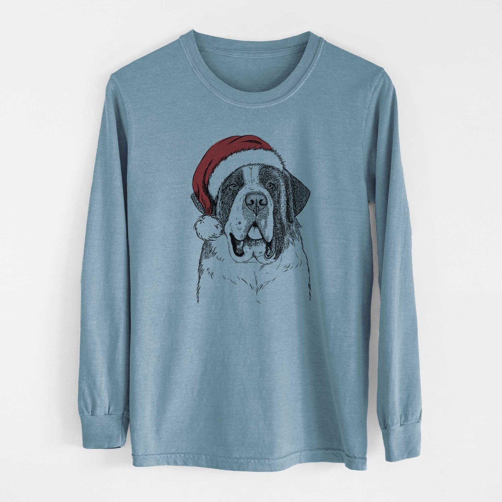 Santa Thor the Saint Bernard - Men's Heavyweight 100% Cotton Long Sleeve