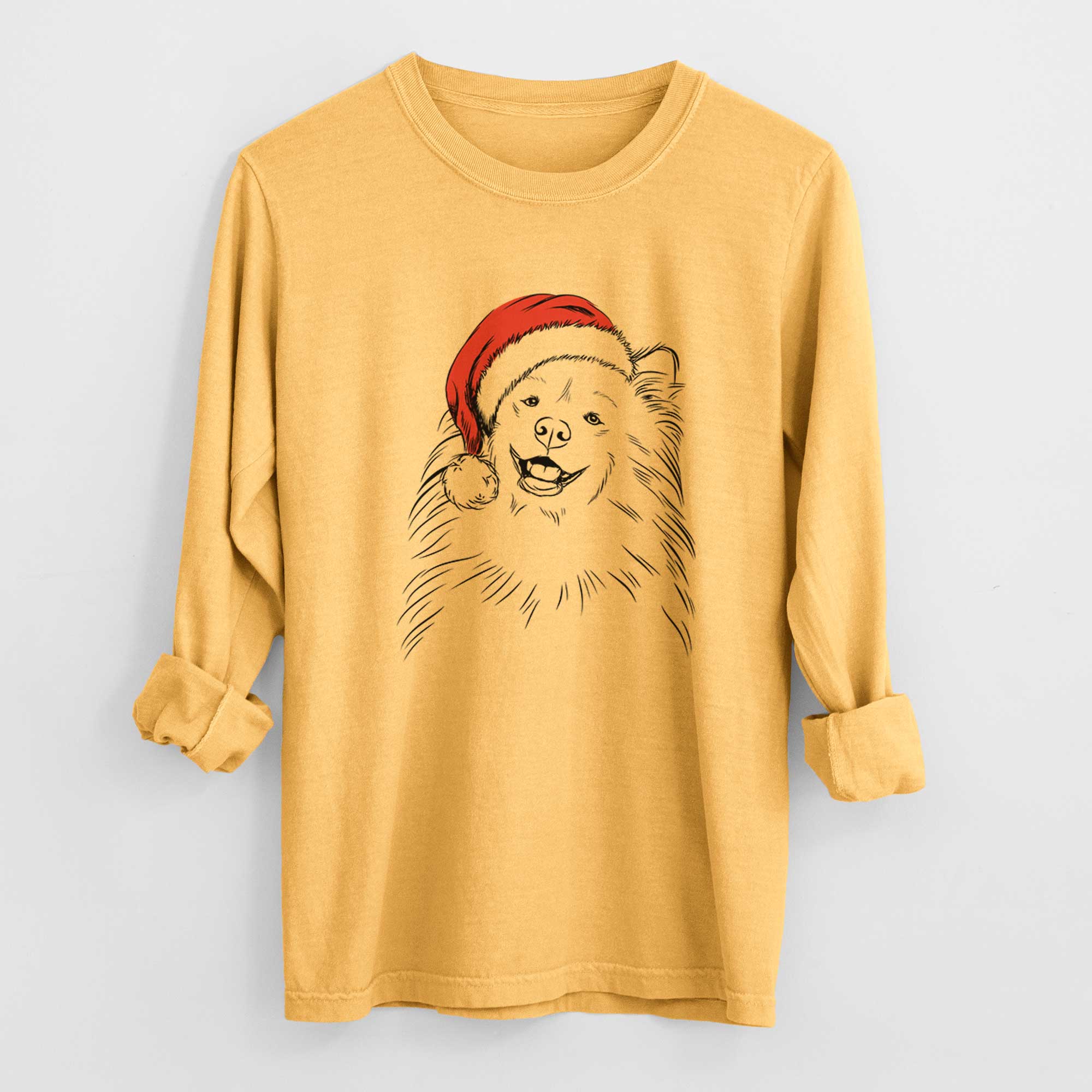 Santa Tillie the Samoyed - Men's Heavyweight 100% Cotton Long Sleeve