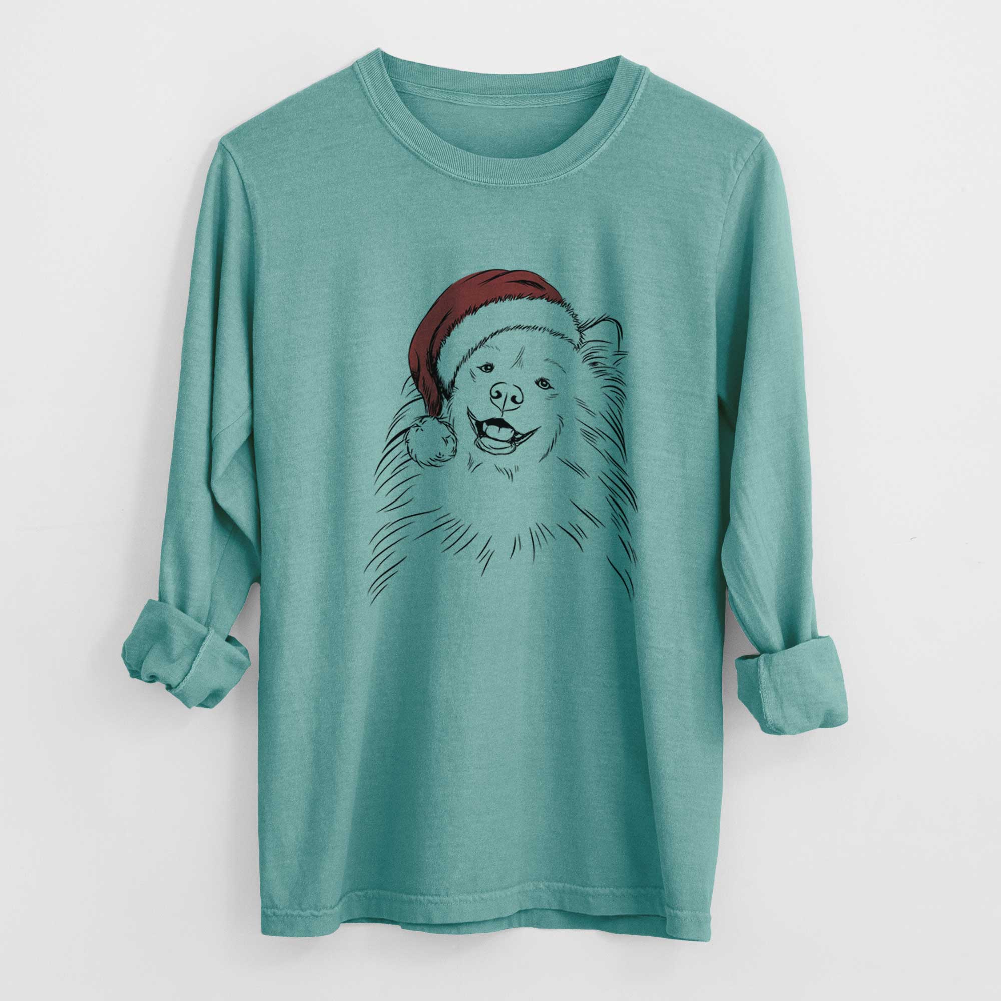 Santa Tillie the Samoyed - Men's Heavyweight 100% Cotton Long Sleeve