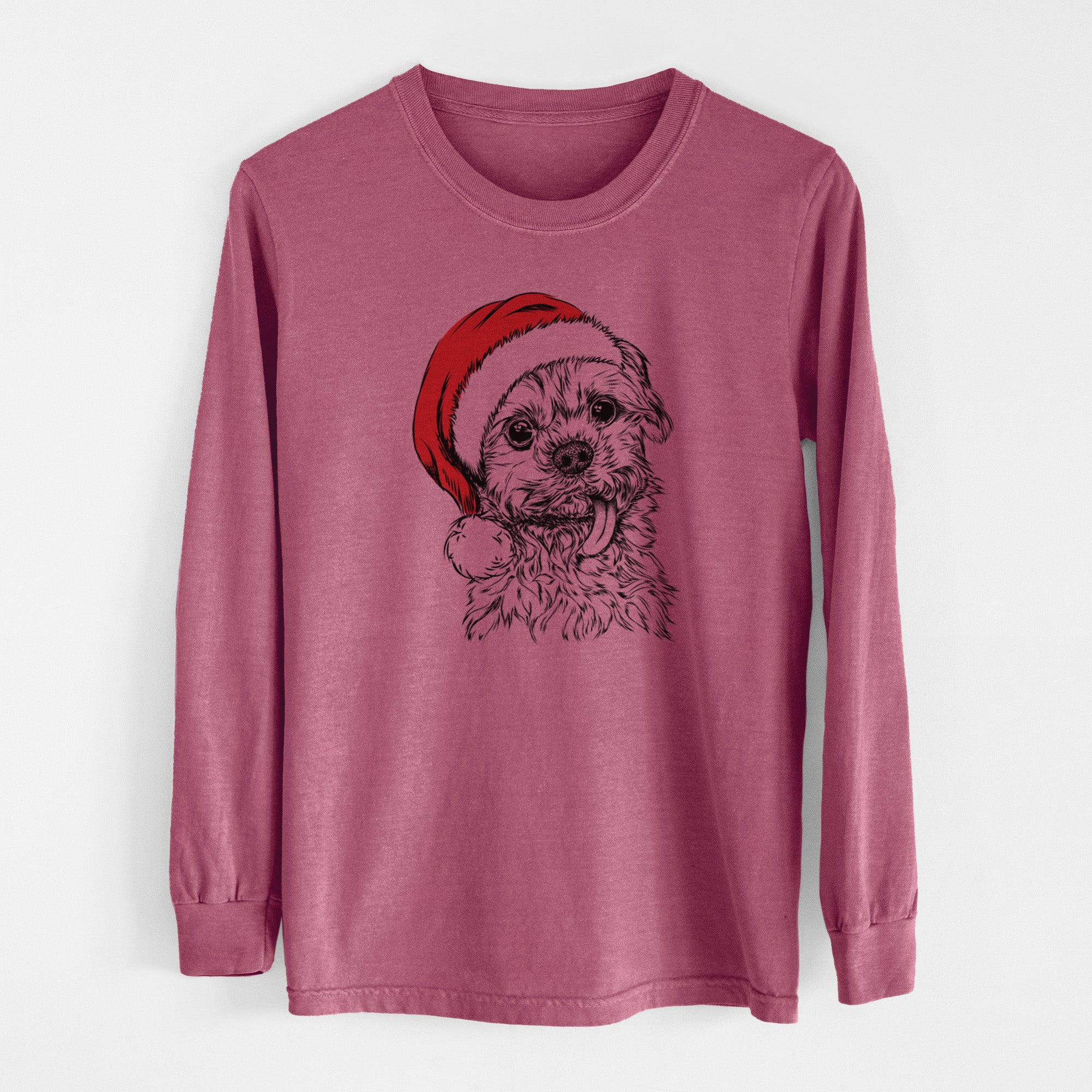 Santa Tiny Titan the Shih Tzu - Men's Heavyweight 100% Cotton Long Sleeve