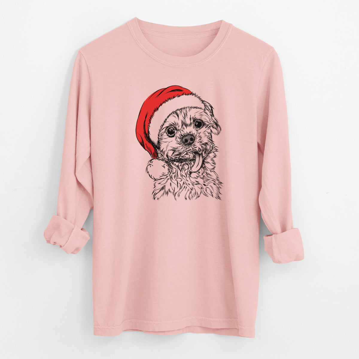 Santa Tiny Titan the Shih Tzu - Men's Heavyweight 100% Cotton Long Sleeve