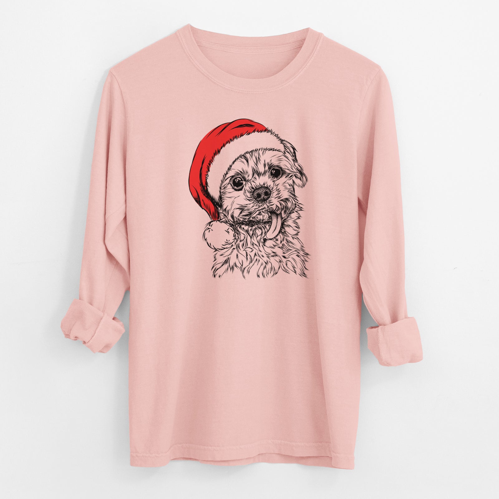 Santa Tiny Titan the Shih Tzu - Men's Heavyweight 100% Cotton Long Sleeve