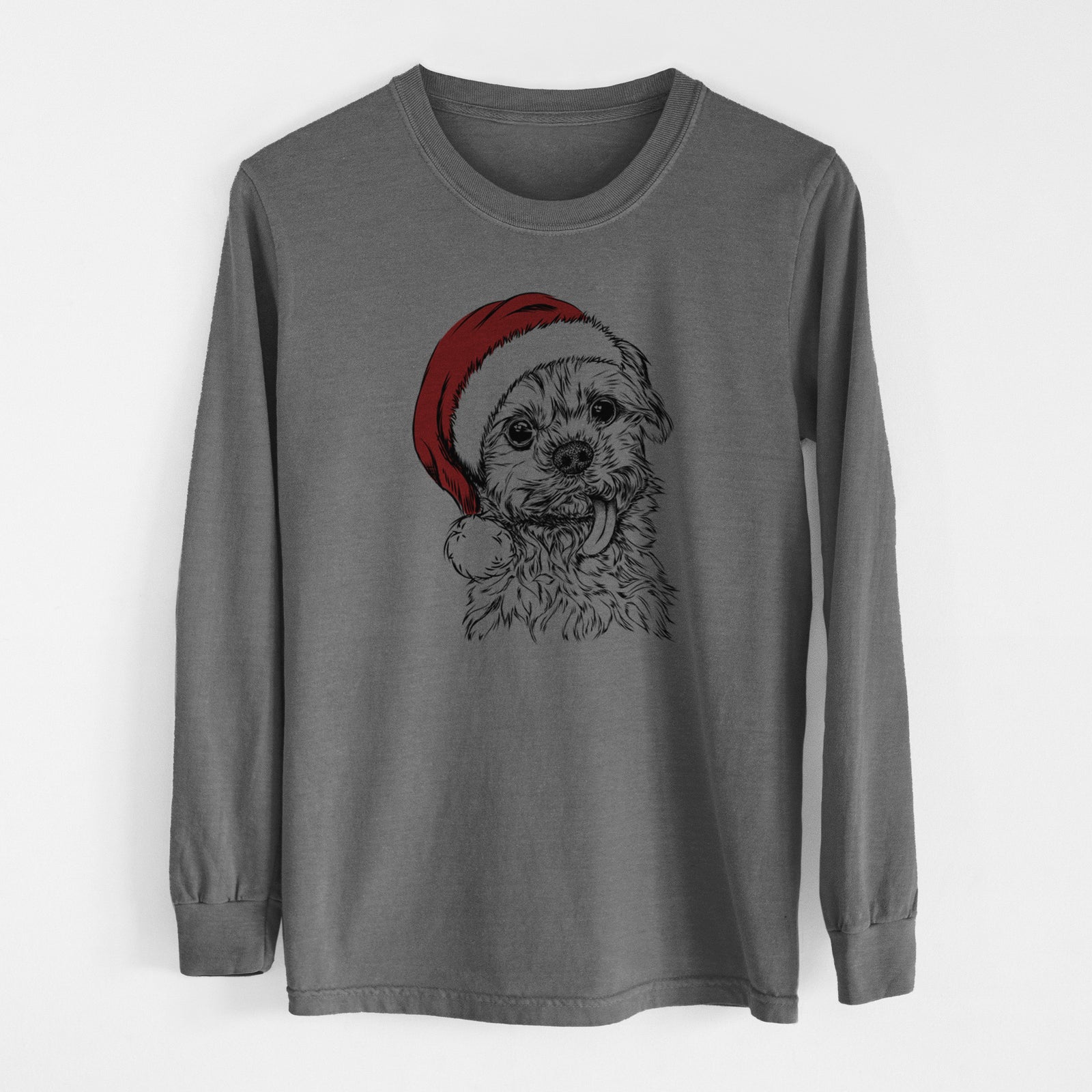 Santa Tiny Titan the Shih Tzu - Men's Heavyweight 100% Cotton Long Sleeve