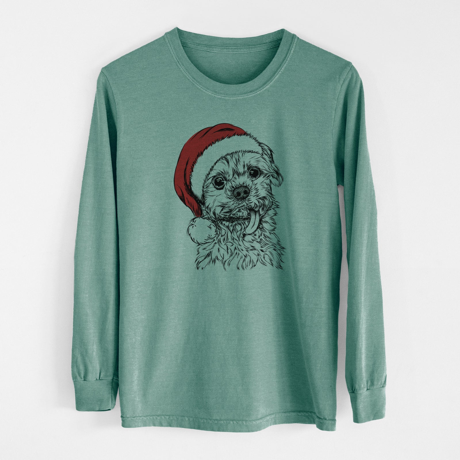 Santa Tiny Titan the Shih Tzu - Men's Heavyweight 100% Cotton Long Sleeve
