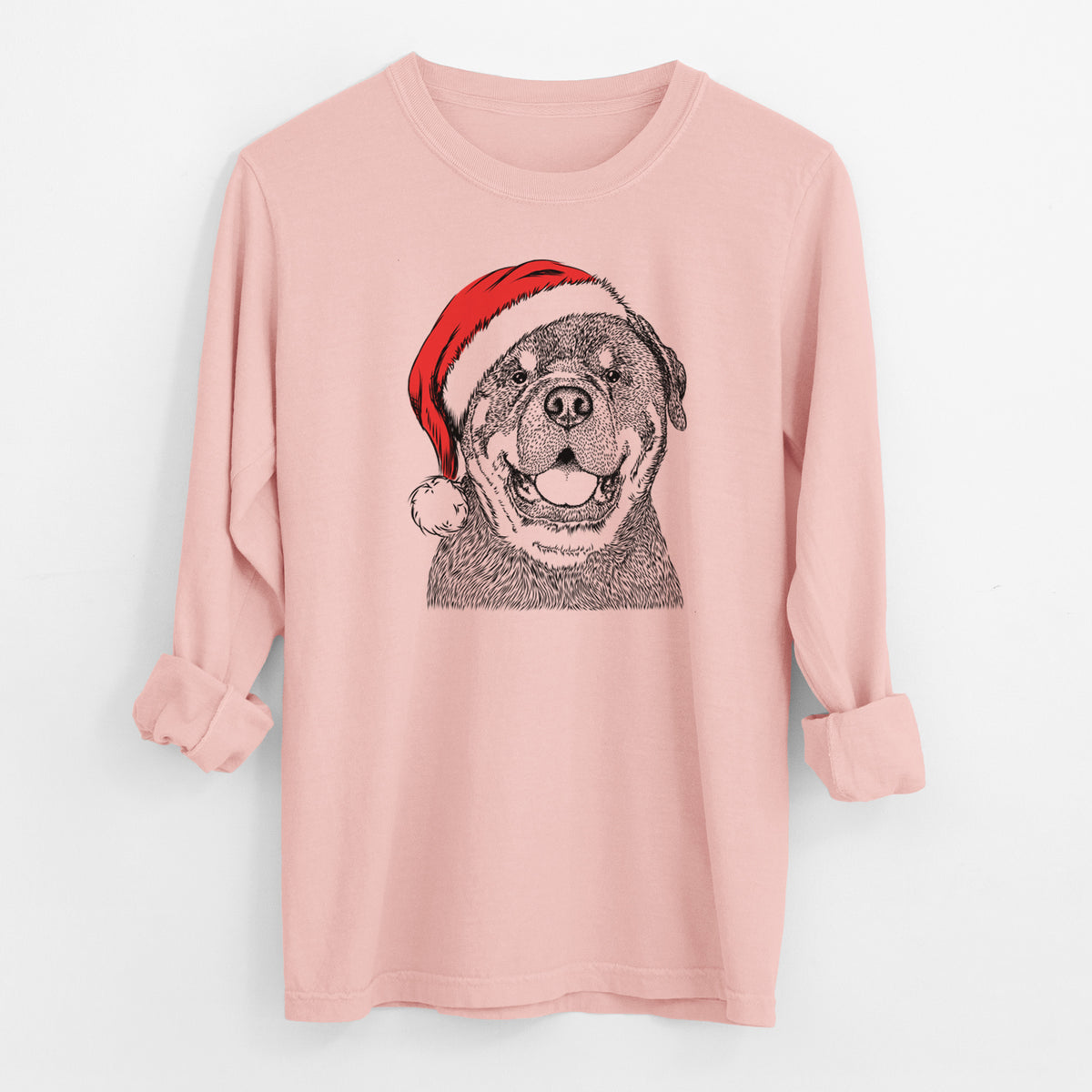 Santa Titan the Rottweiler - Men's Heavyweight 100% Cotton Long Sleeve