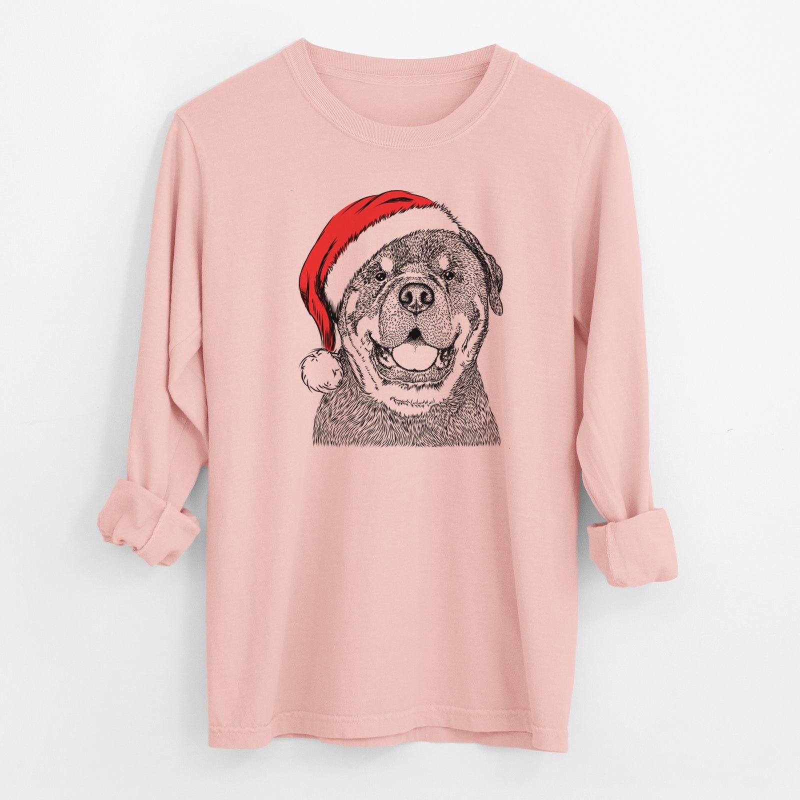 Santa Titan the Rottweiler - Men's Heavyweight 100% Cotton Long Sleeve