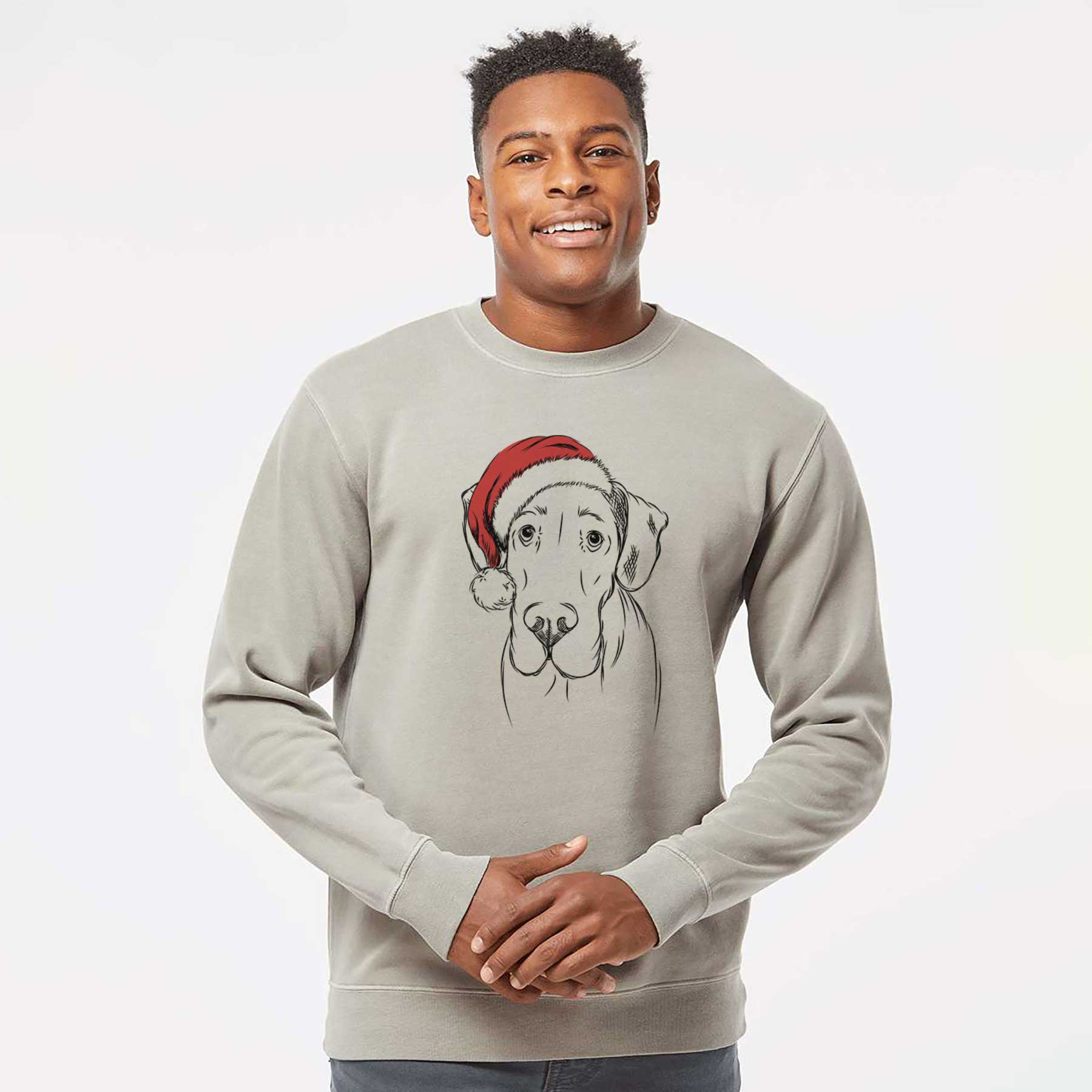 Santa Titus the Great Dane - Unisex Pigment Dyed Crew Sweatshirt