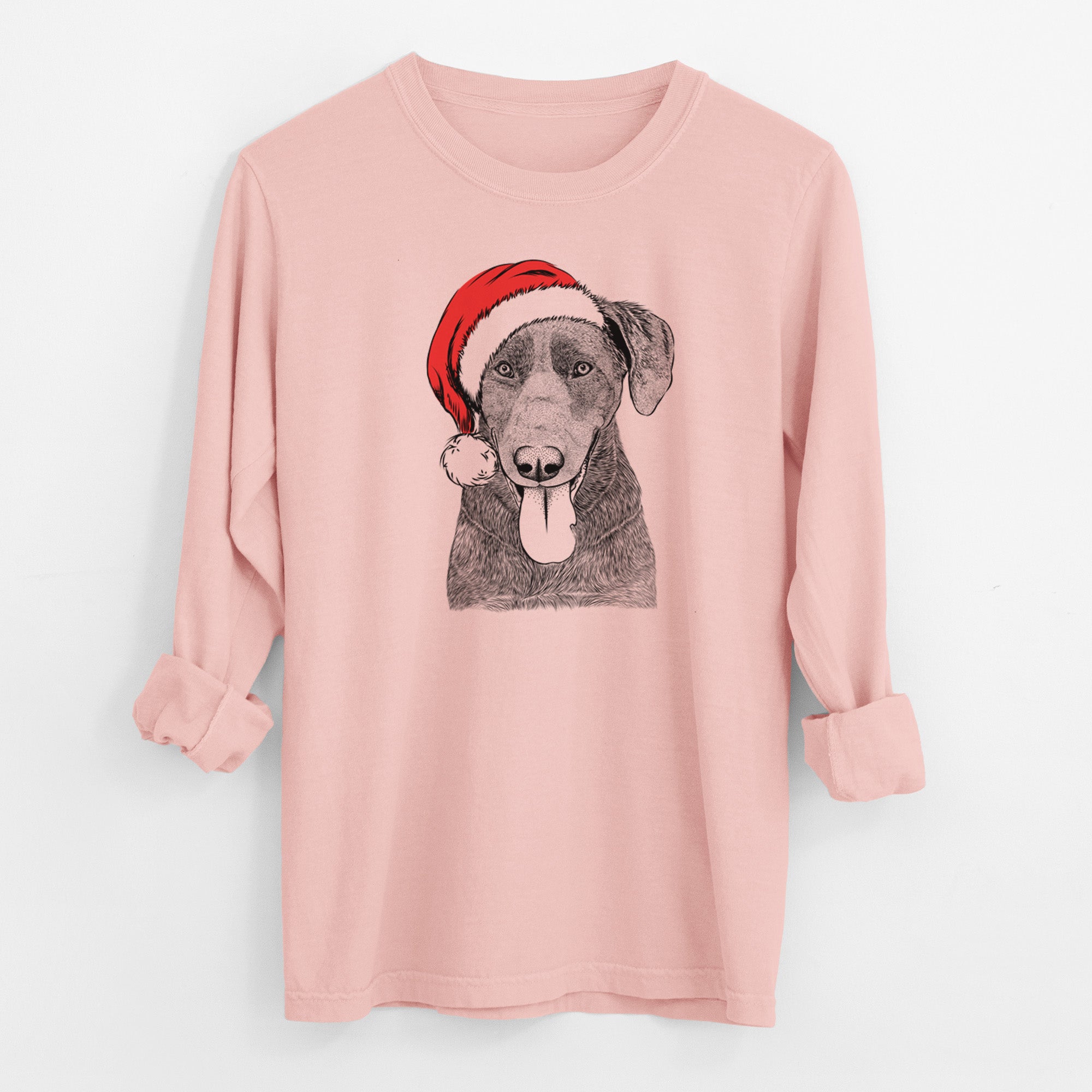 Santa Tobes the Chocolate Lab - Men's Heavyweight 100% Cotton Long Sleeve