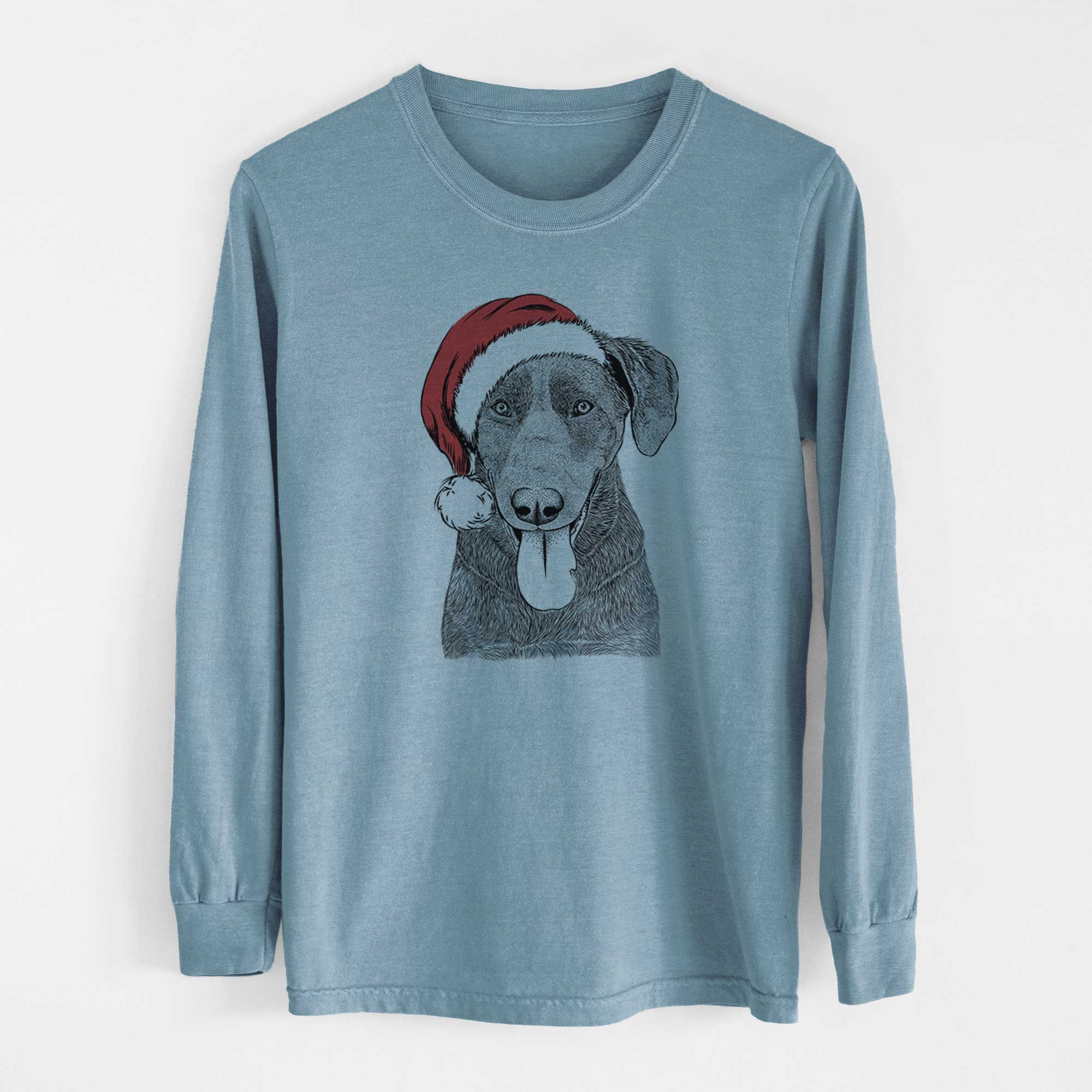 Santa Tobes the Chocolate Lab - Men's Heavyweight 100% Cotton Long Sleeve