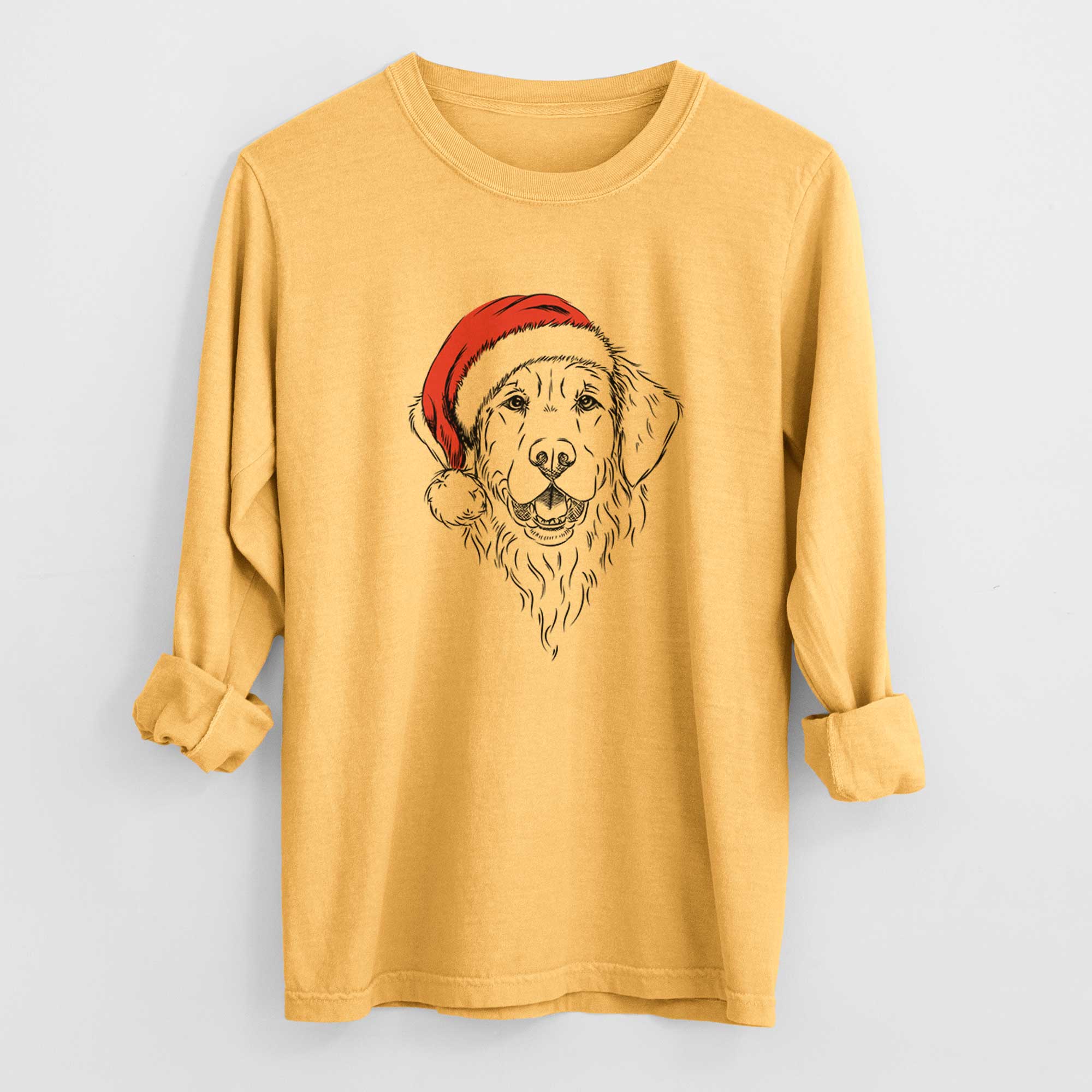 Santa Toby the Golden Retriever - Men's Heavyweight 100% Cotton Long Sleeve