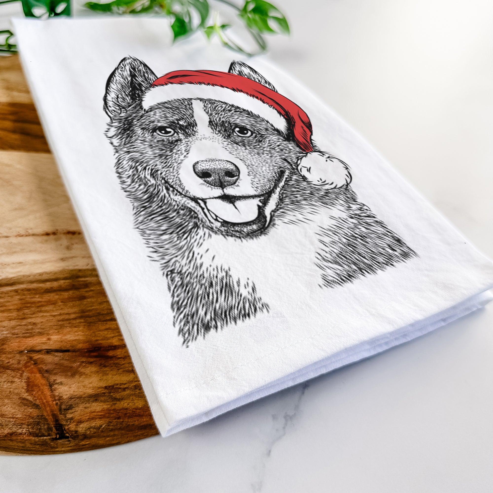 Tosca the Karelian Bear Dog Tea Towel