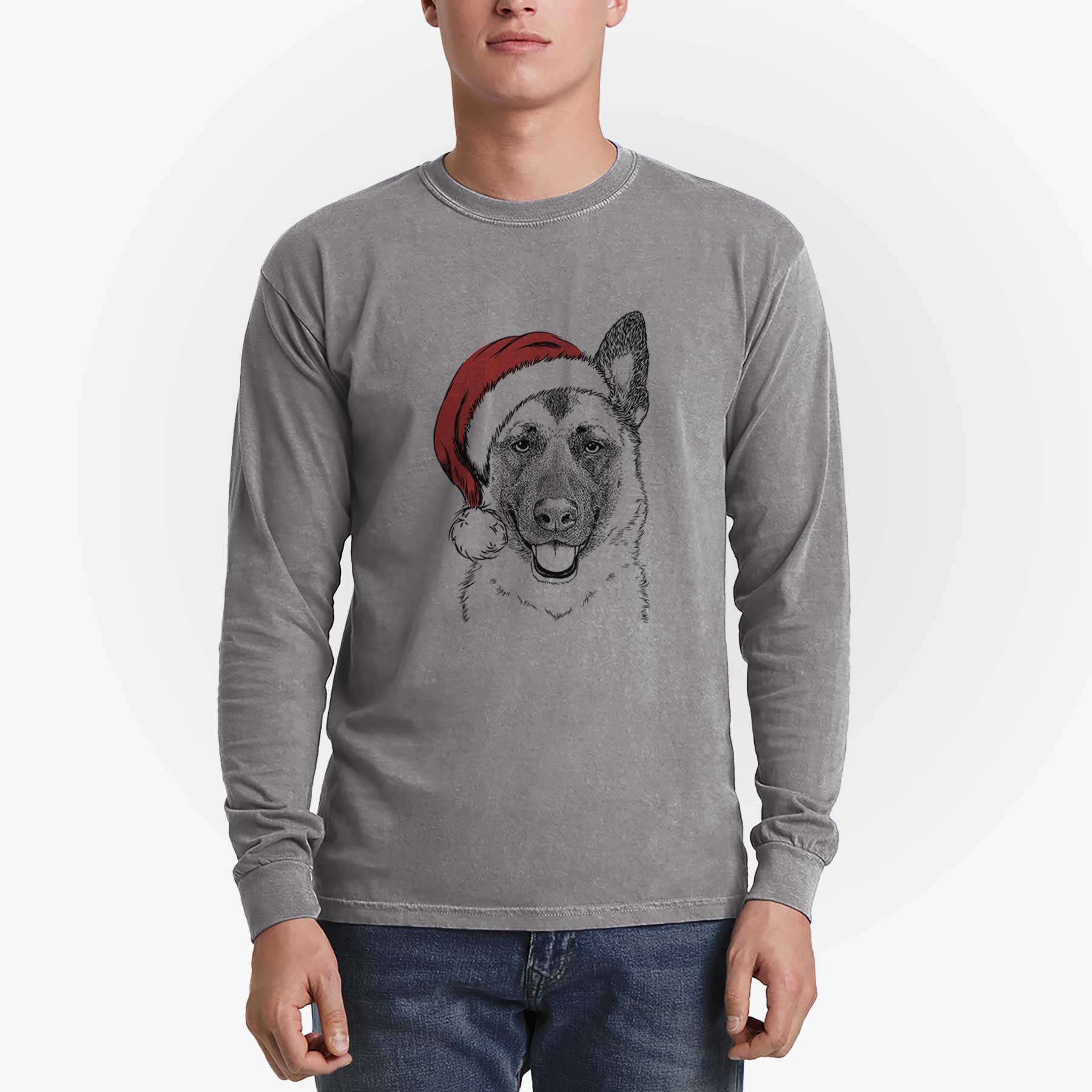 Santa Trooper the German Shepherd - Men's Heavyweight 100% Cotton Long Sleeve