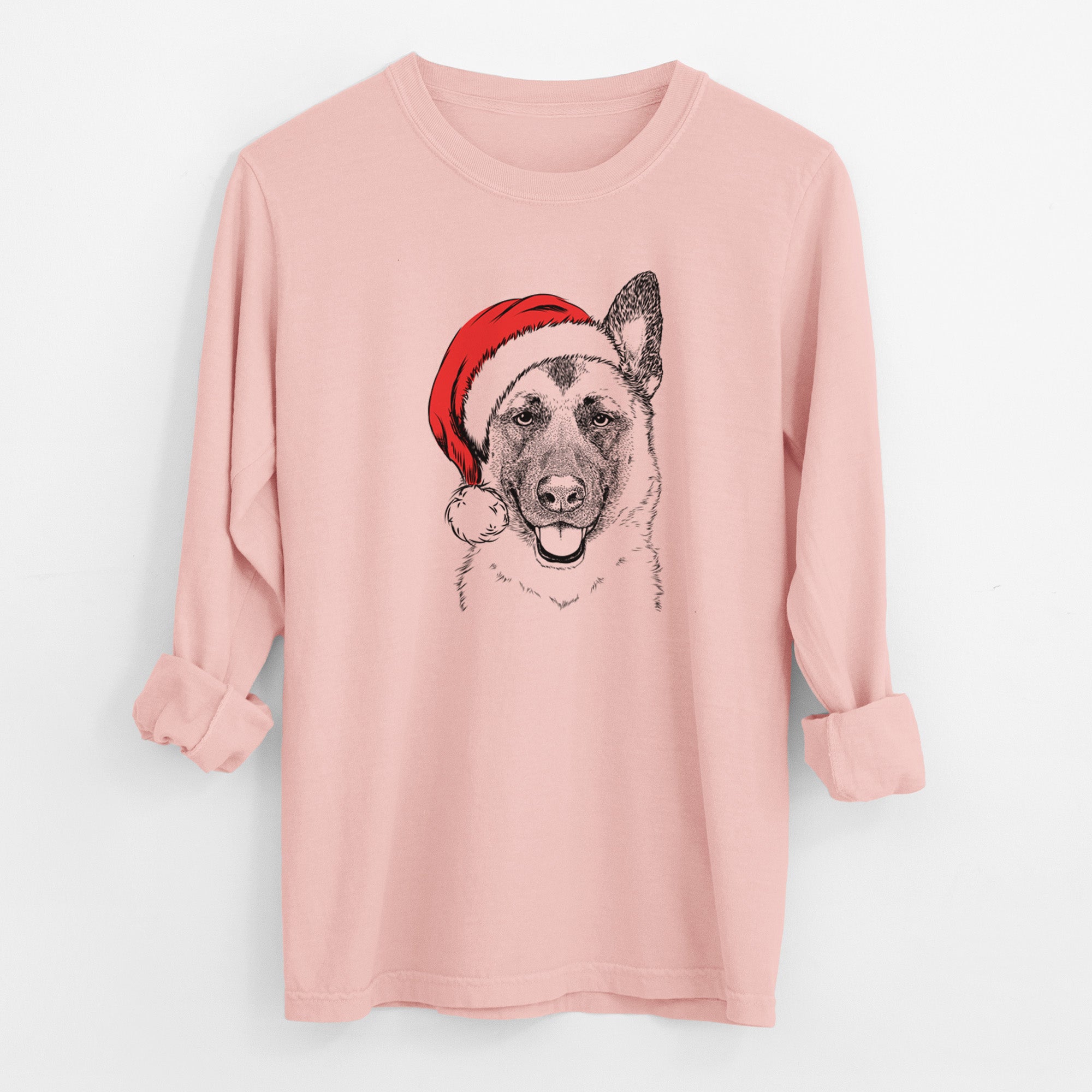 Santa Trooper the German Shepherd - Men's Heavyweight 100% Cotton Long Sleeve