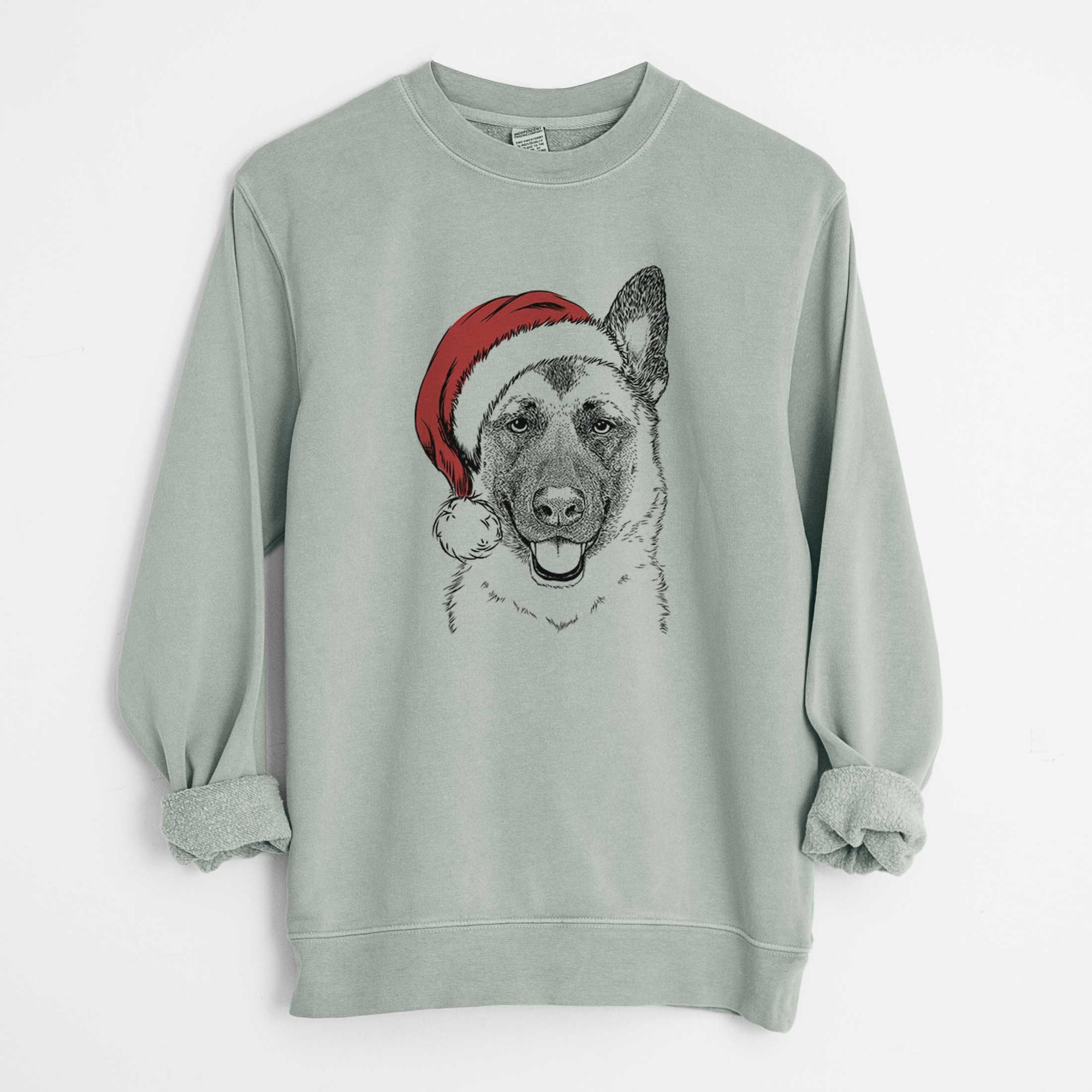 Santa Trooper the German Shepherd - Unisex Pigment Dyed Crew Sweatshirt