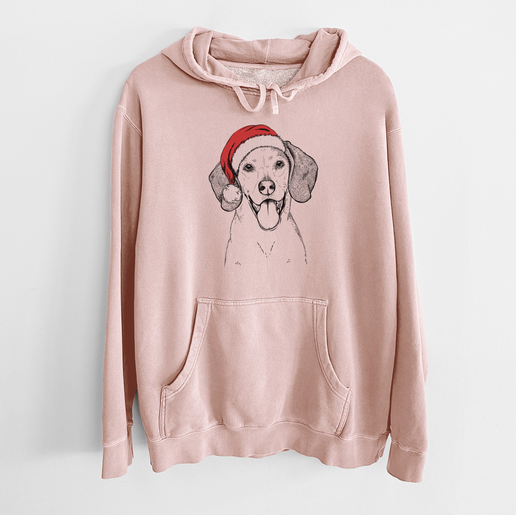 Santa Hat Trooper the Hound Mix - Unisex Pigment Dyed Hoodie