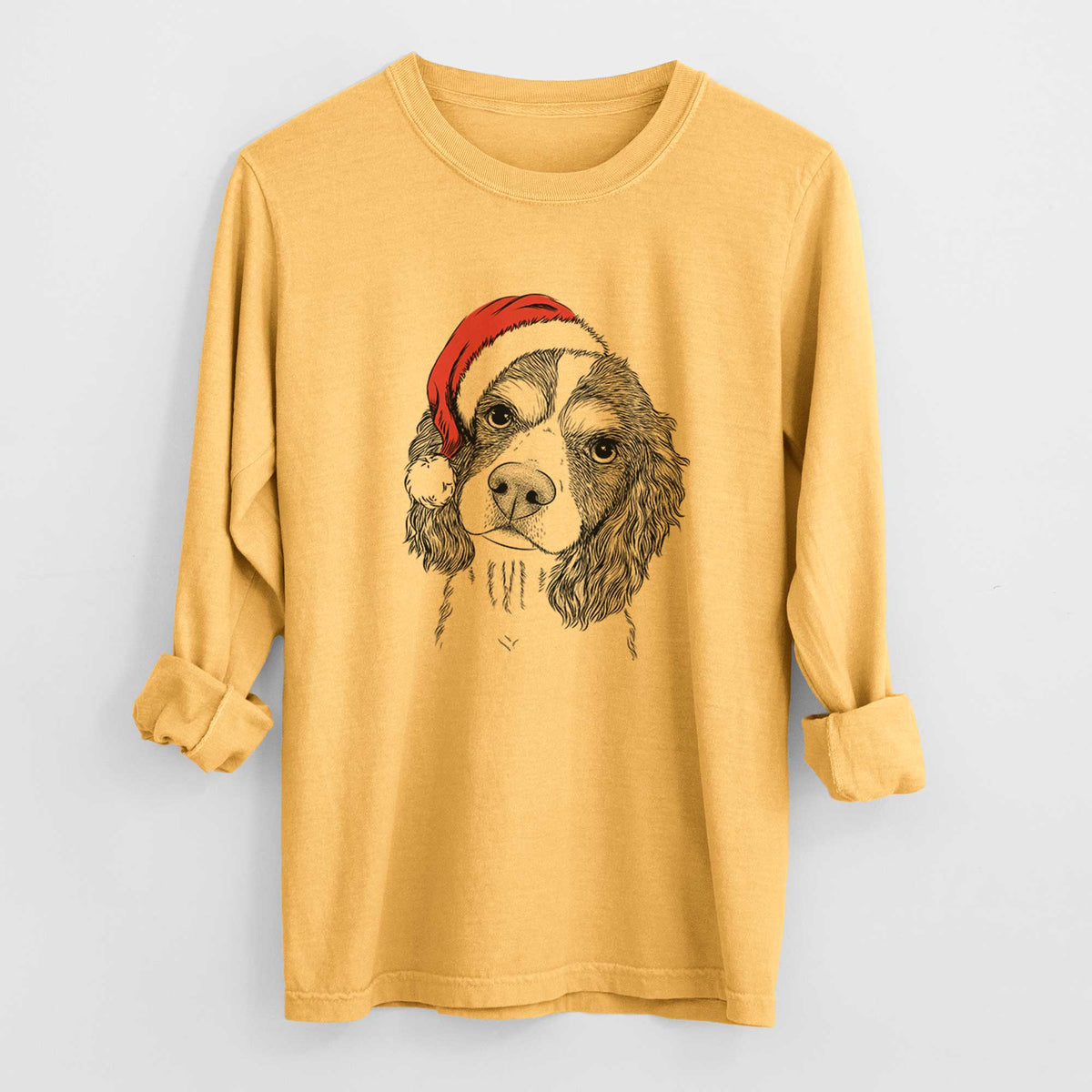 Santa Truman the Cavalier King Charles Spaniel - Men's Heavyweight 100% Cotton Long Sleeve