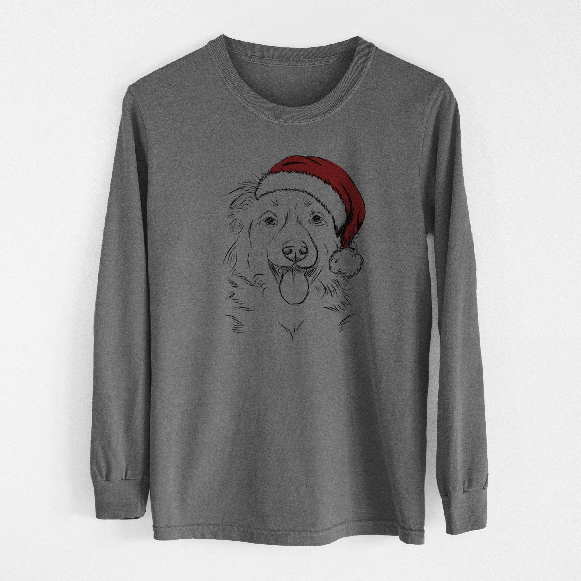 Santa Tucker the Collie Shepherd - Men's Heavyweight 100% Cotton Long Sleeve