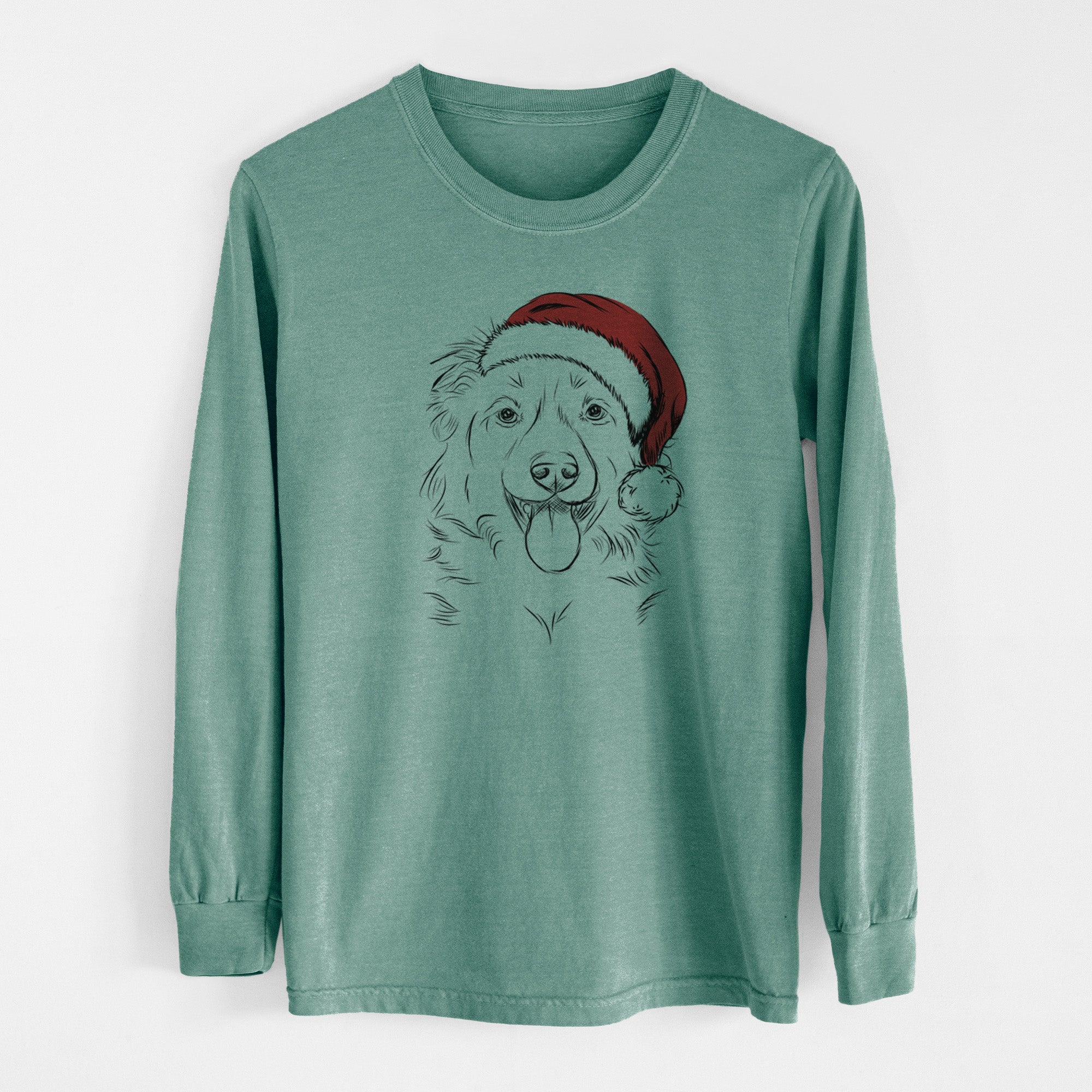 Santa Tucker the Collie Shepherd - Men's Heavyweight 100% Cotton Long Sleeve