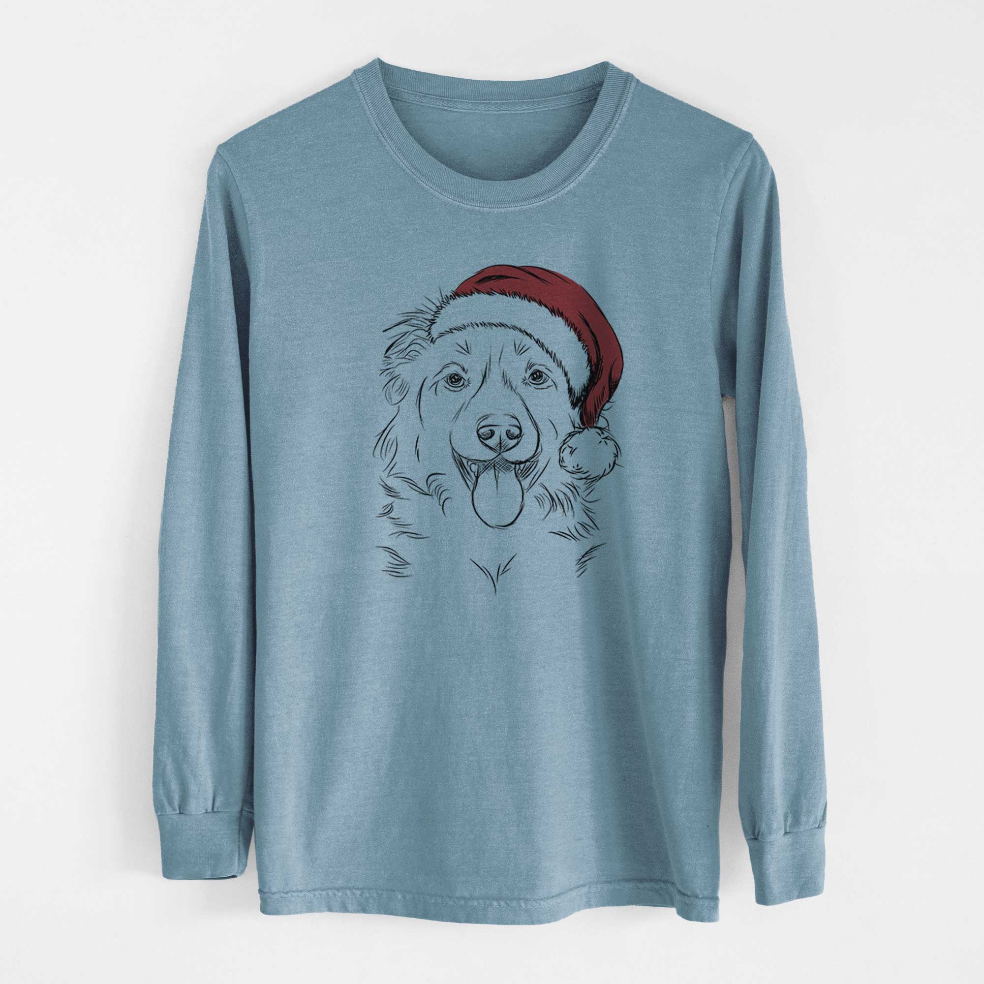 Santa Tucker the Collie Shepherd - Men's Heavyweight 100% Cotton Long Sleeve