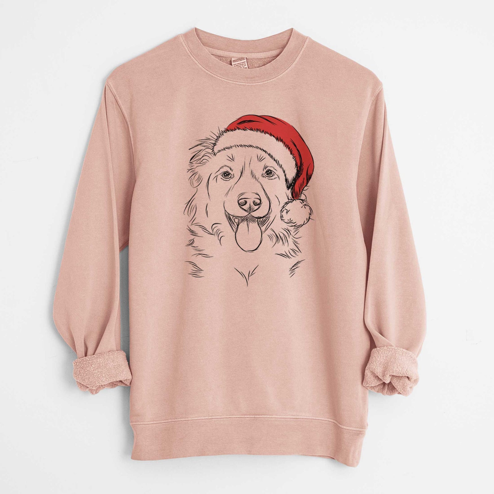 Santa Tucker the Collie Shepherd - Unisex Pigment Dyed Crew Sweatshirt