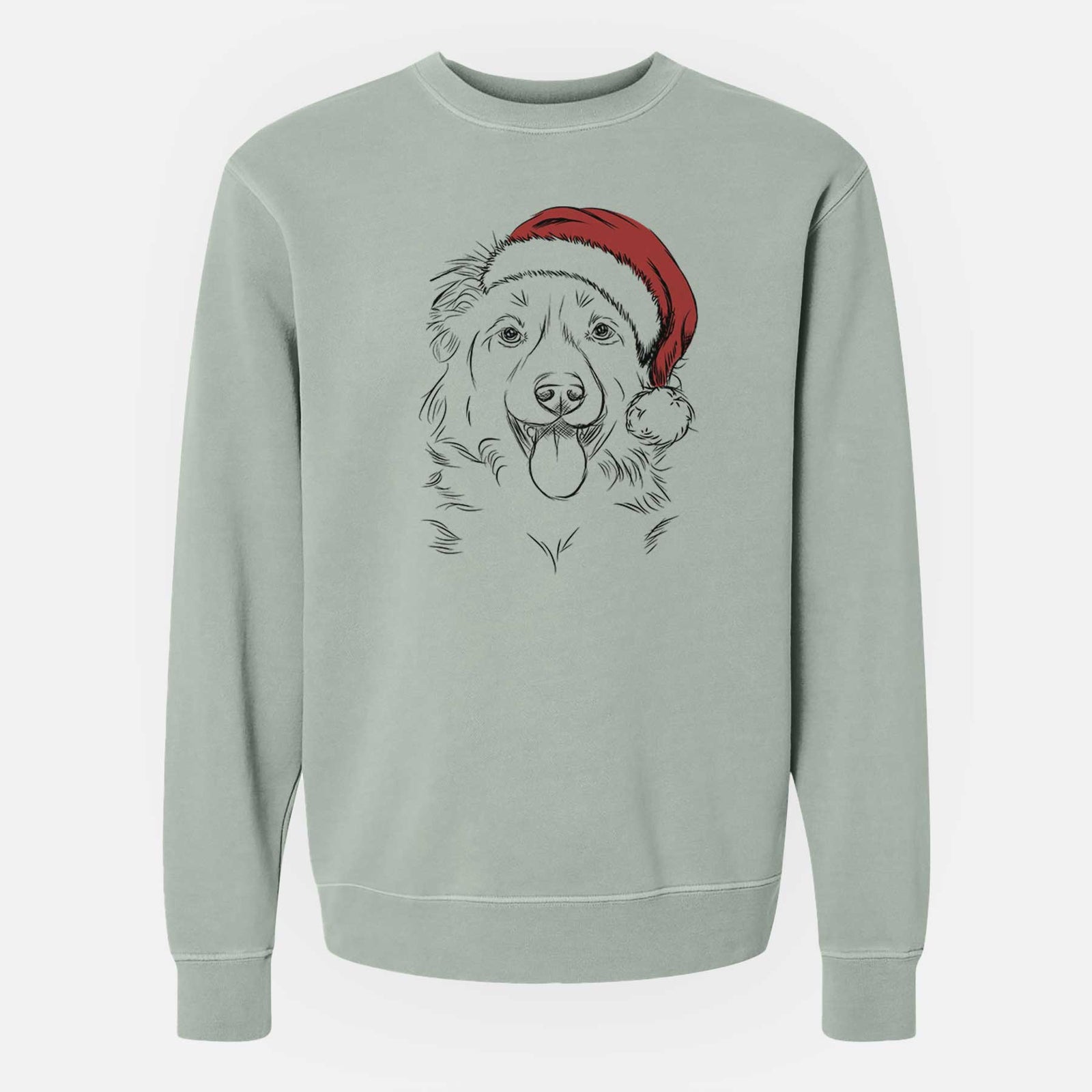 Santa Tucker the Collie Shepherd - Unisex Pigment Dyed Crew Sweatshirt
