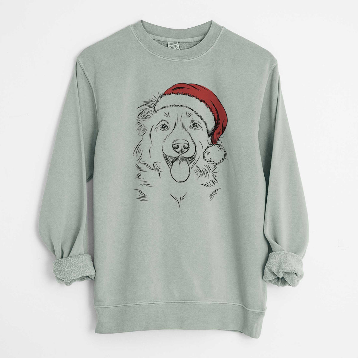 Santa Tucker the Collie Shepherd - Unisex Pigment Dyed Crew Sweatshirt