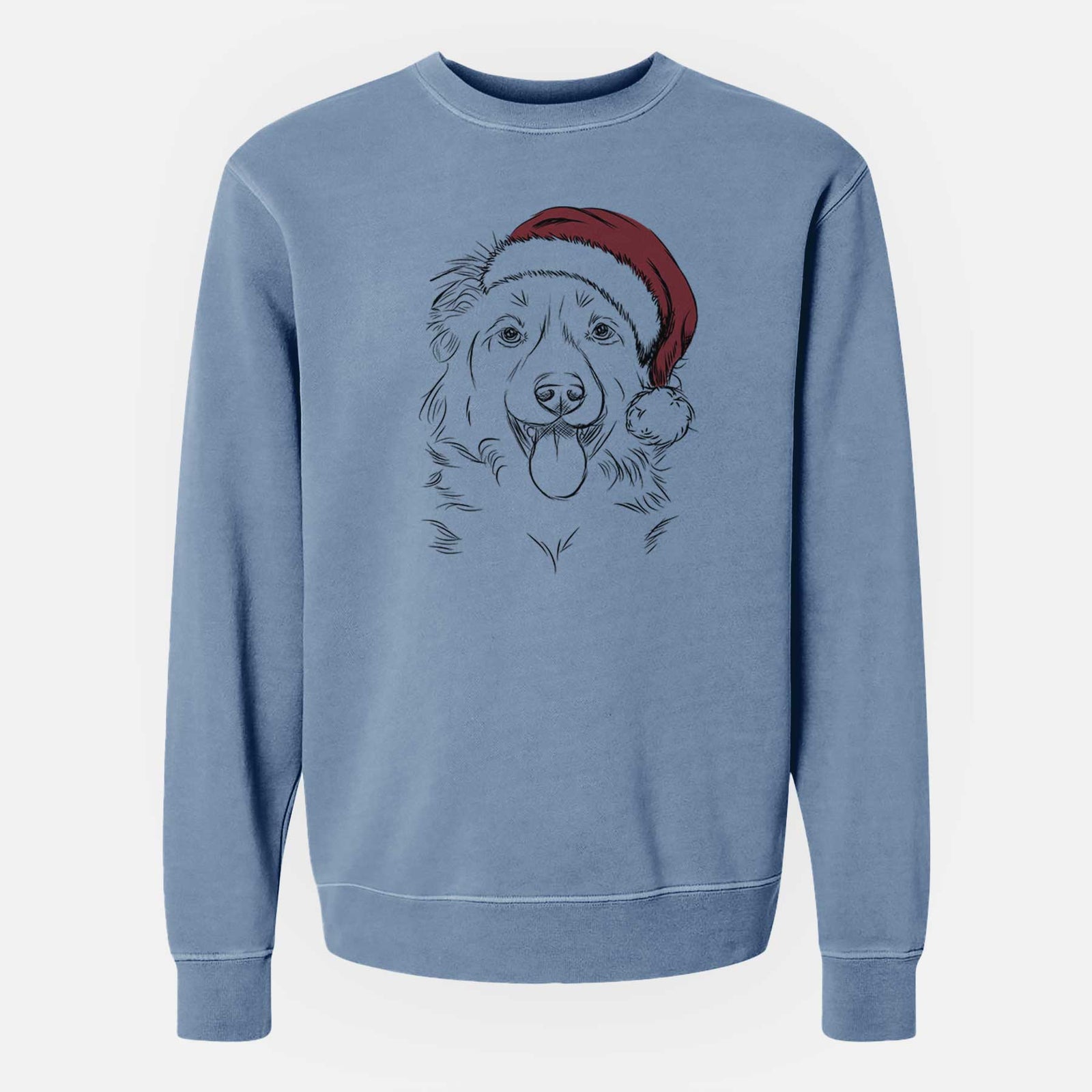 Santa Tucker the Collie Shepherd - Unisex Pigment Dyed Crew Sweatshirt