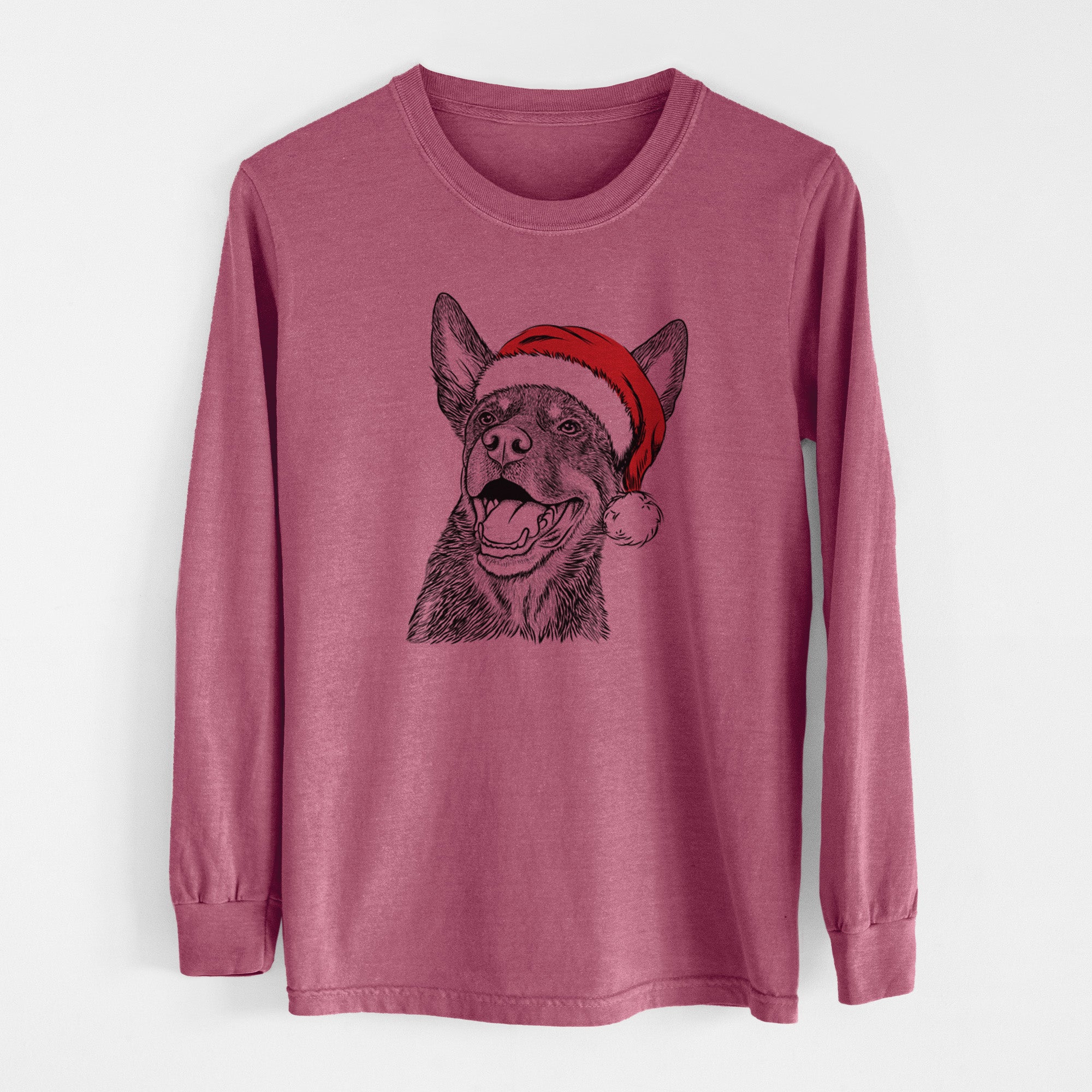 Santa Tucker the Australian Kelpie - Men's Heavyweight 100% Cotton Long Sleeve