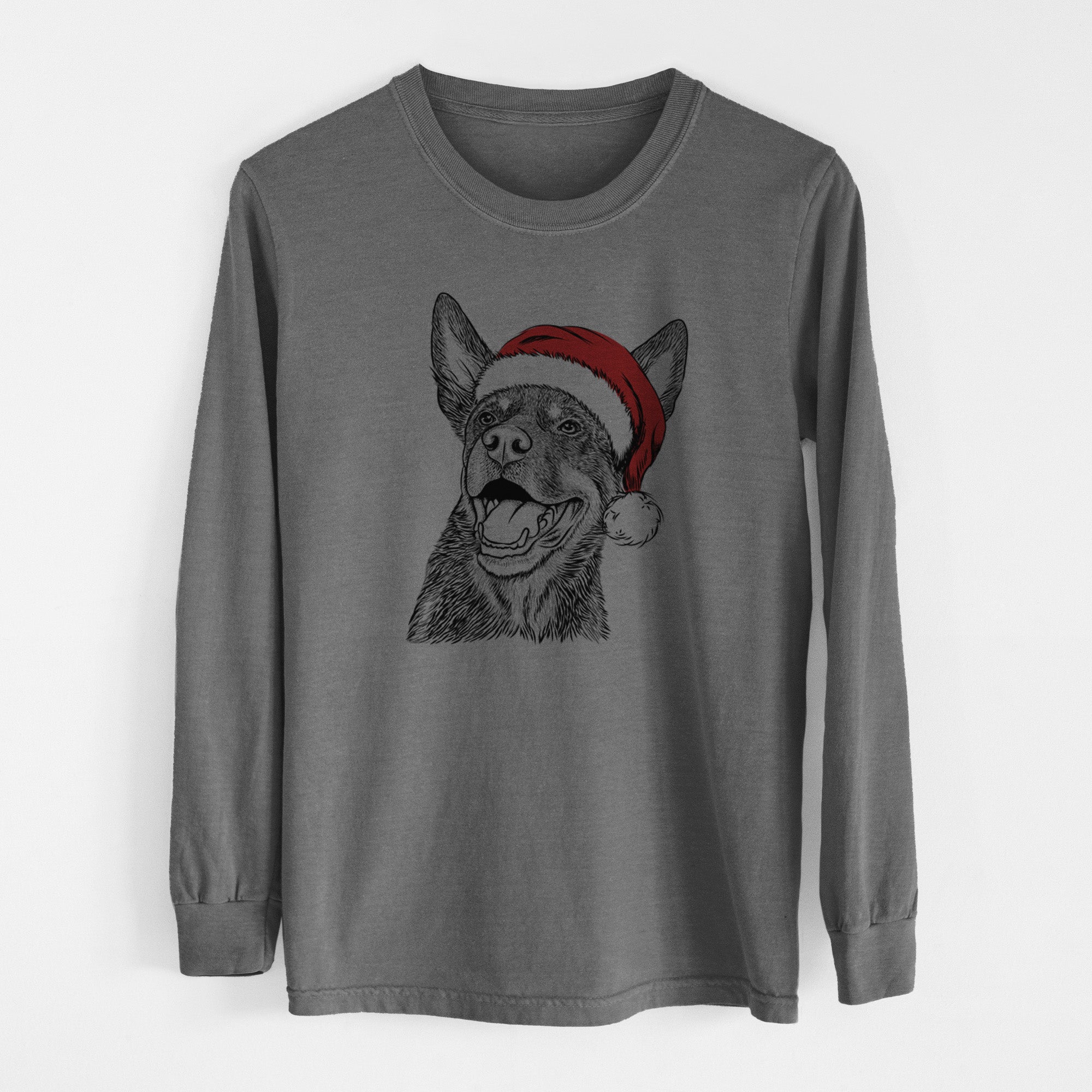 Santa Tucker the Australian Kelpie - Men's Heavyweight 100% Cotton Long Sleeve