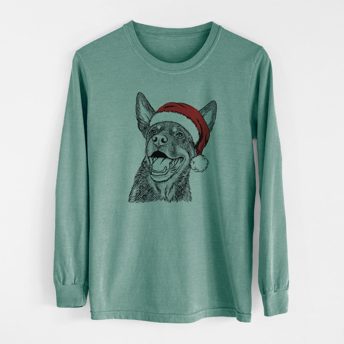 Santa Tucker the Australian Kelpie - Men's Heavyweight 100% Cotton Long Sleeve
