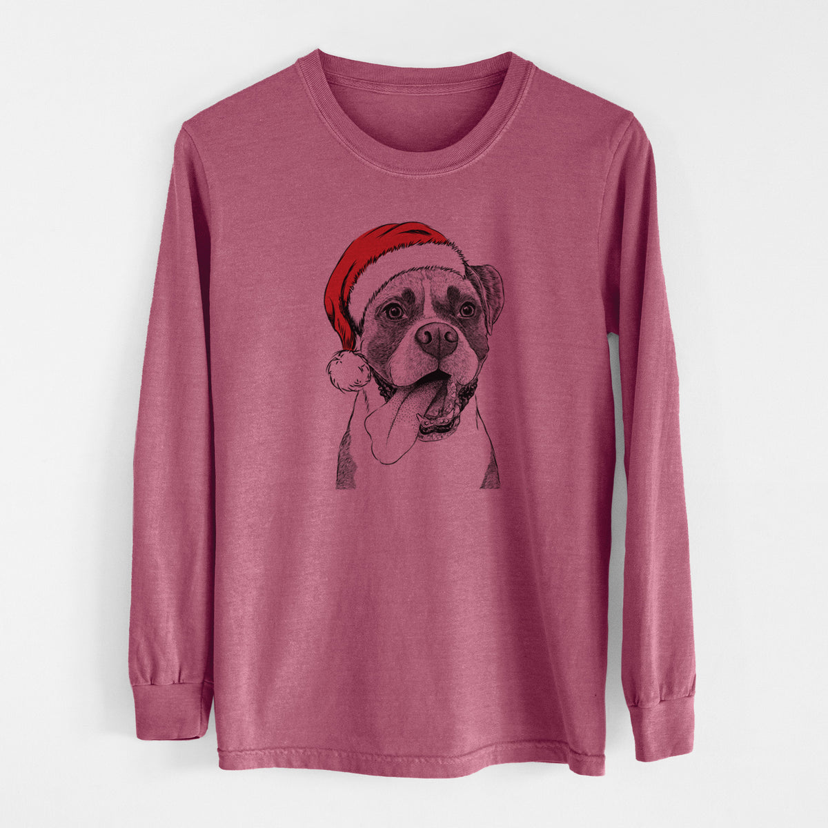 Santa Tuckeroo the Boxer - Men's Heavyweight 100% Cotton Long Sleeve