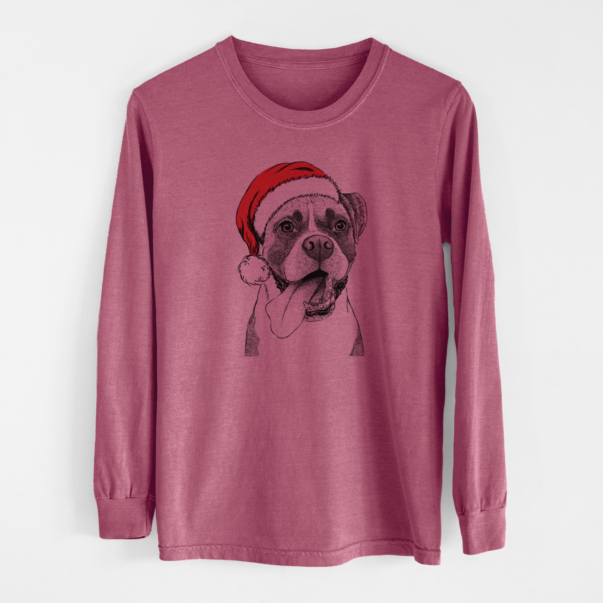 Santa Tuckeroo the Boxer - Men's Heavyweight 100% Cotton Long Sleeve