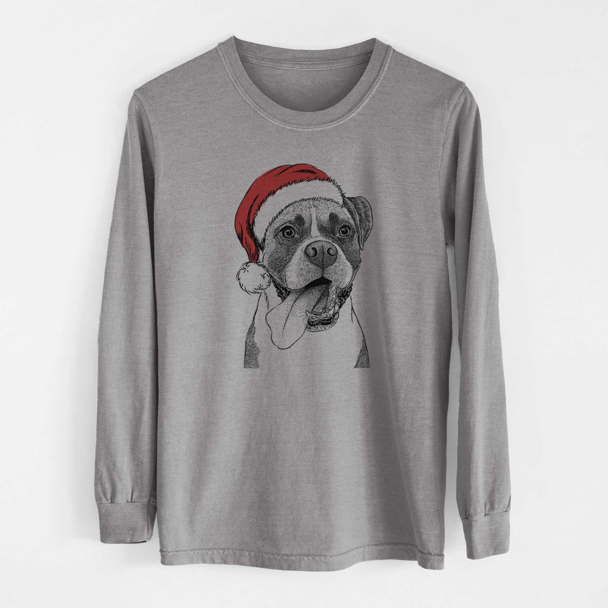 Santa Tuckeroo the Boxer - Men's Heavyweight 100% Cotton Long Sleeve
