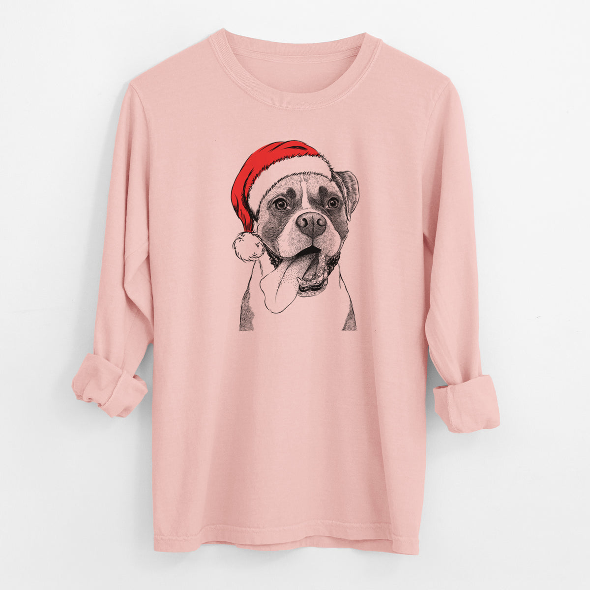 Santa Tuckeroo the Boxer - Men's Heavyweight 100% Cotton Long Sleeve