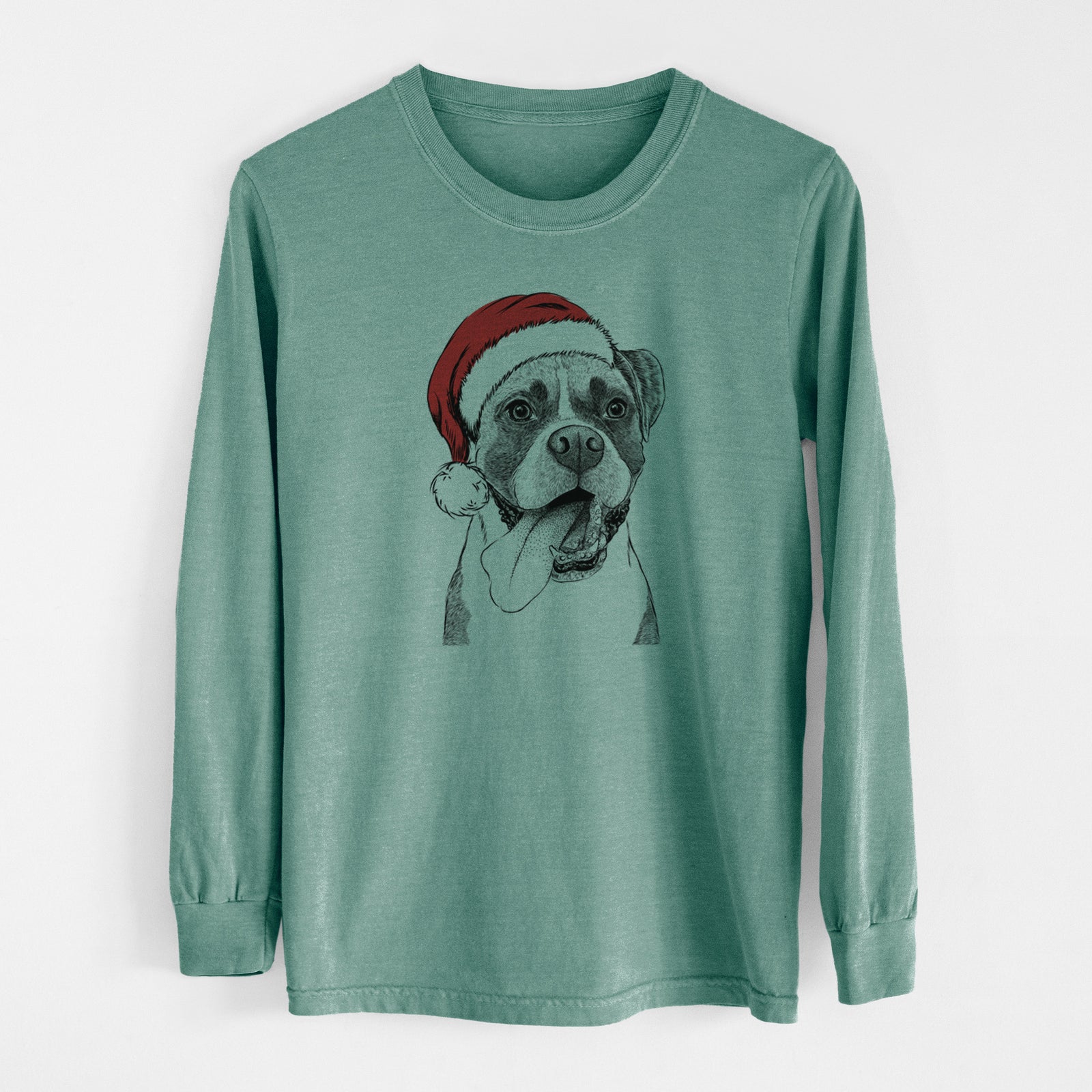 Santa Tuckeroo the Boxer - Men's Heavyweight 100% Cotton Long Sleeve