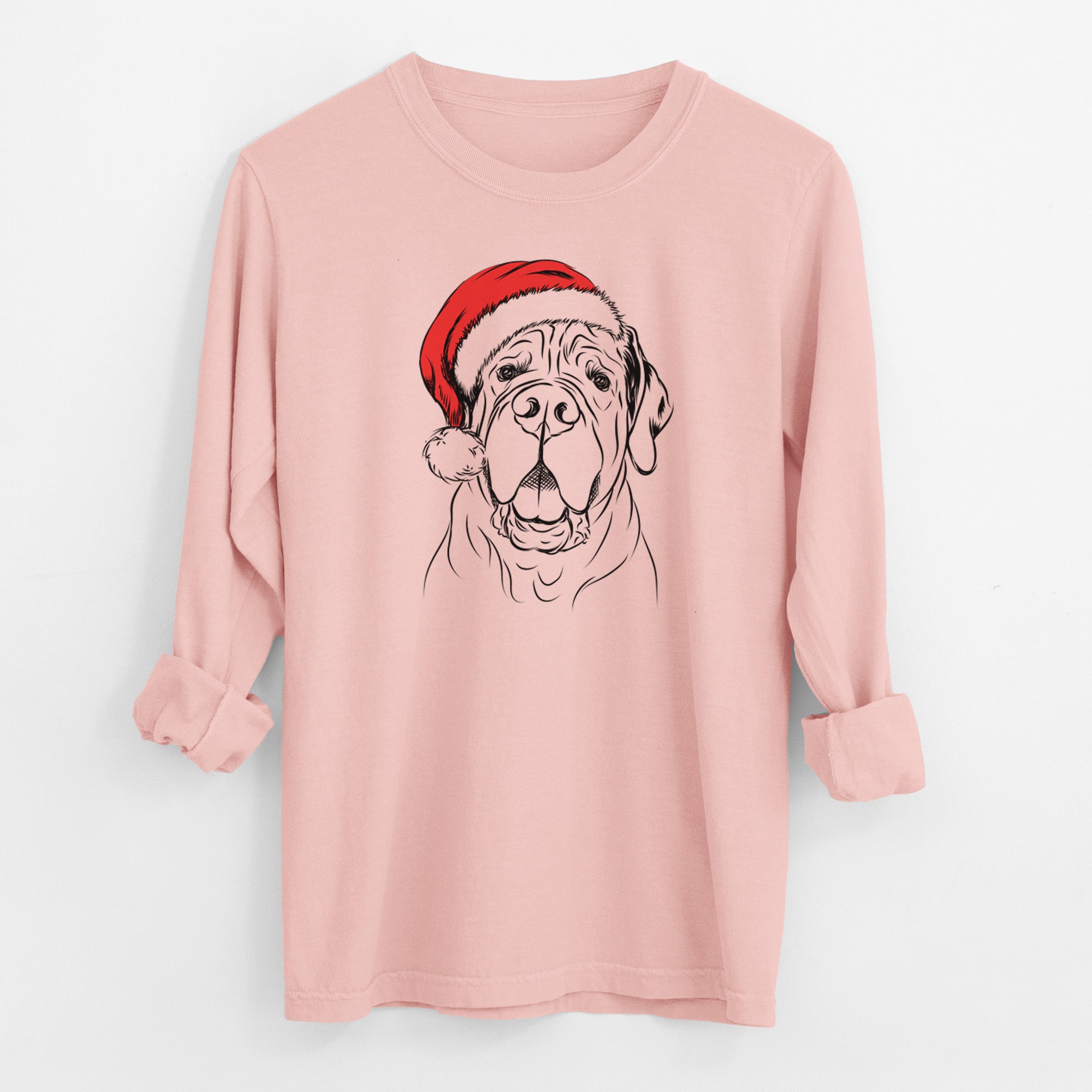 Santa Tufton the English Mastiff - Men's Heavyweight 100% Cotton Long Sleeve