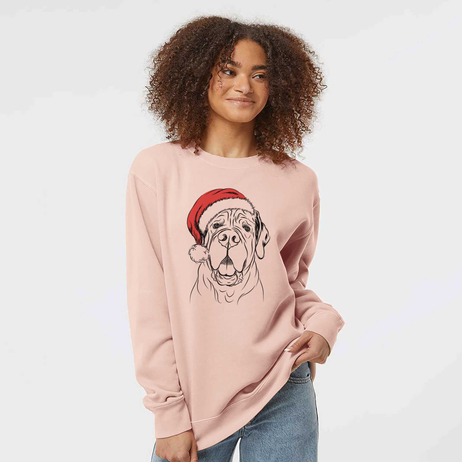 Santa Tufton the English Mastiff - Unisex Pigment Dyed Crew Sweatshirt