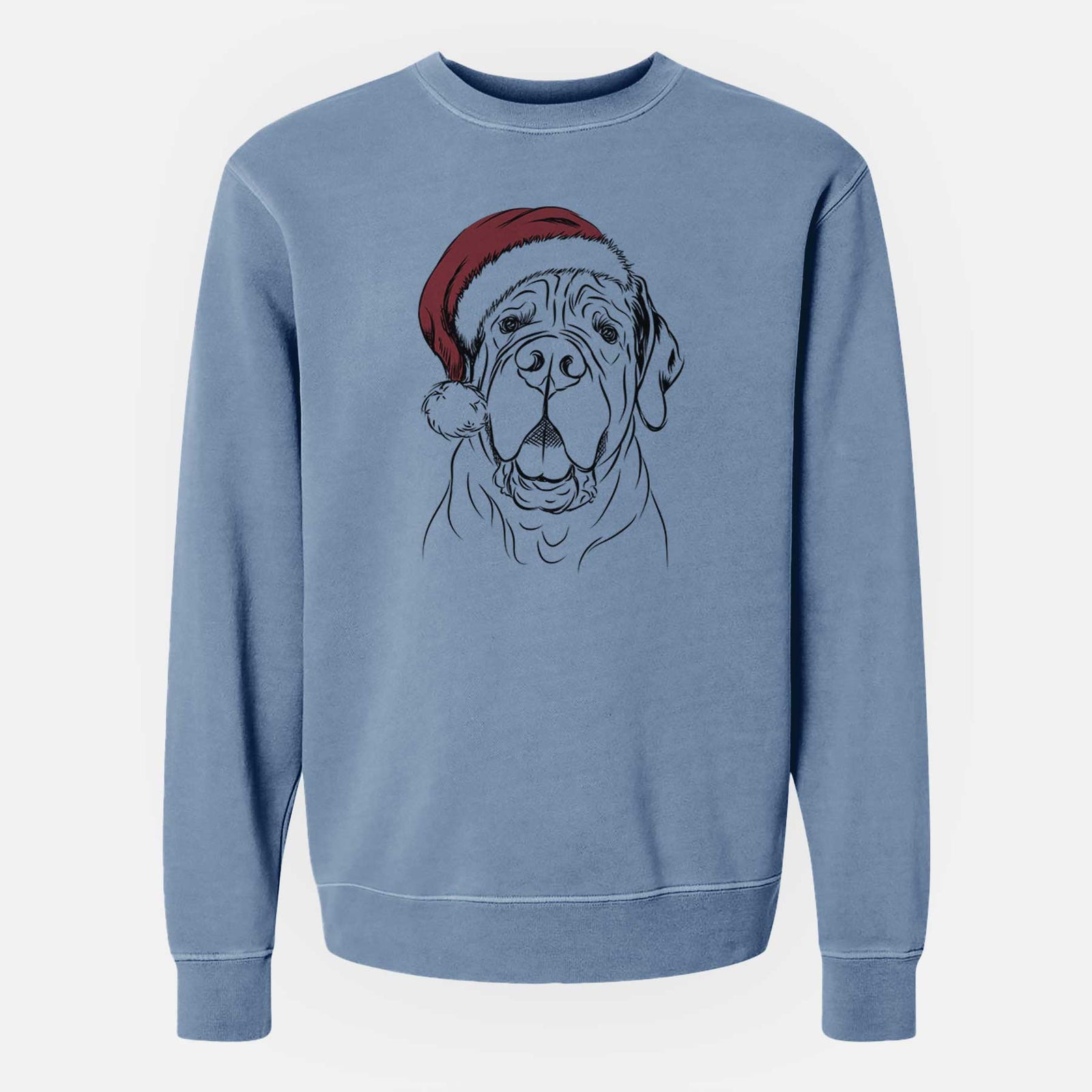 Santa Tufton the English Mastiff - Unisex Pigment Dyed Crew Sweatshirt