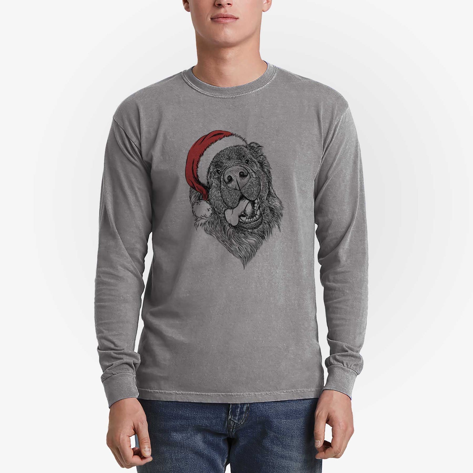 Santa Tuna the Newfoundland - Men's Heavyweight 100% Cotton Long Sleeve