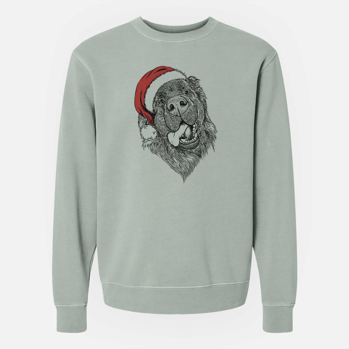 Santa Tuna the Newfoundland - Unisex Pigment Dyed Crew Sweatshirt