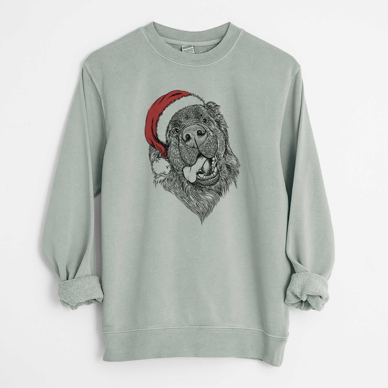 Santa Tuna the Newfoundland - Unisex Pigment Dyed Crew Sweatshirt