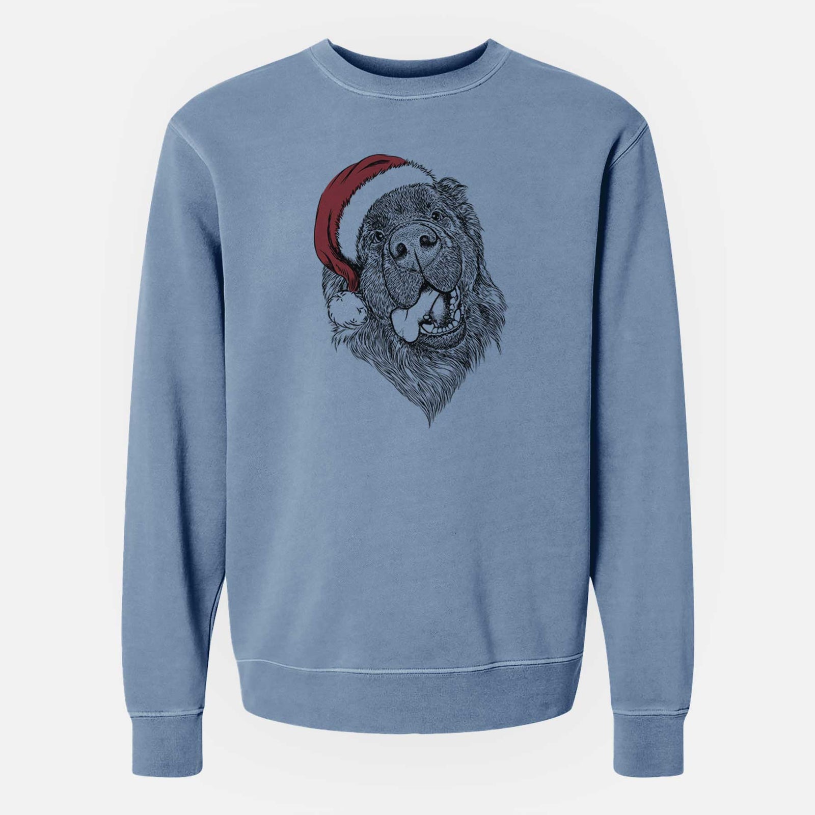 Santa Tuna the Newfoundland - Unisex Pigment Dyed Crew Sweatshirt